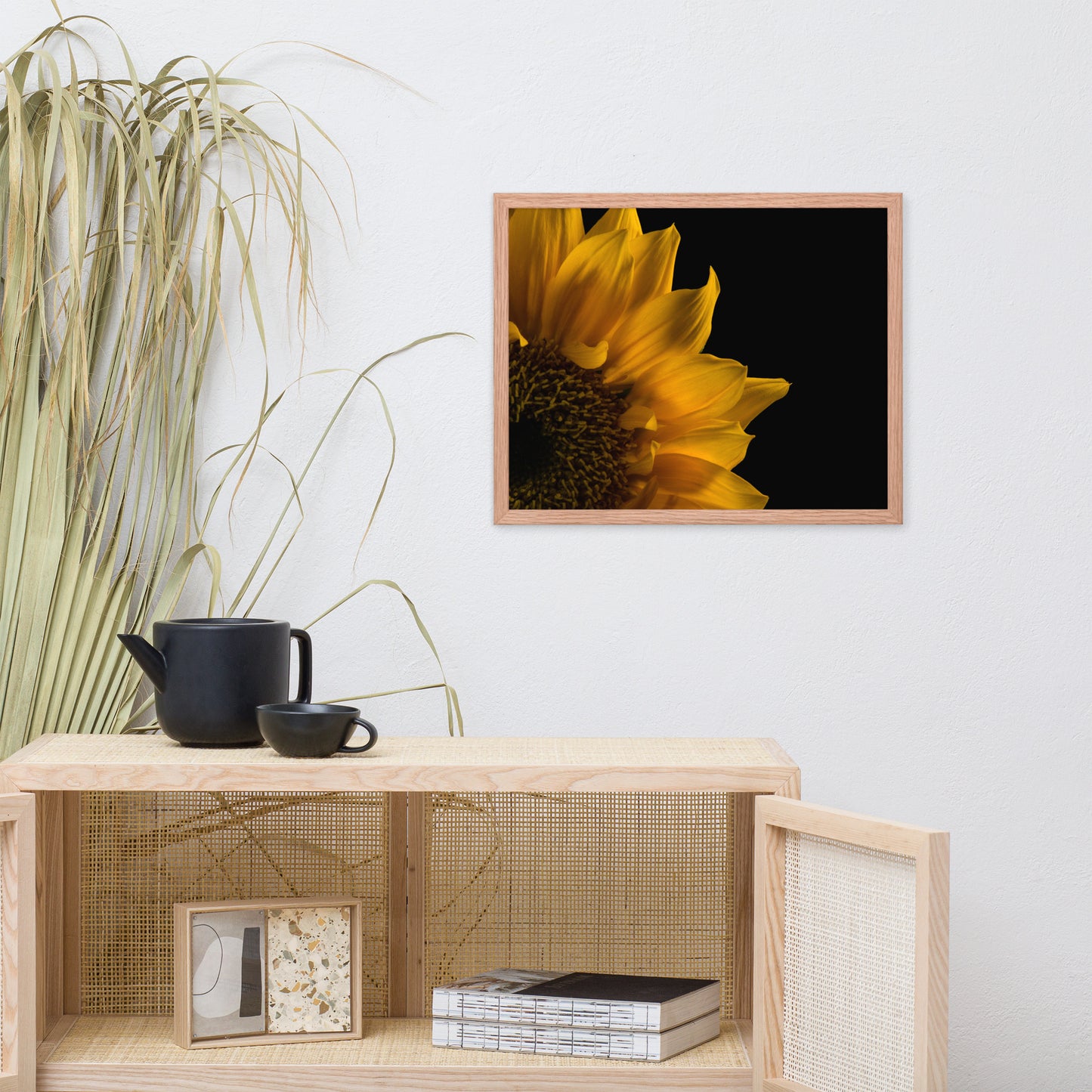 Sunflower in Corner Floral Nature Photo Framed Wall Art Print