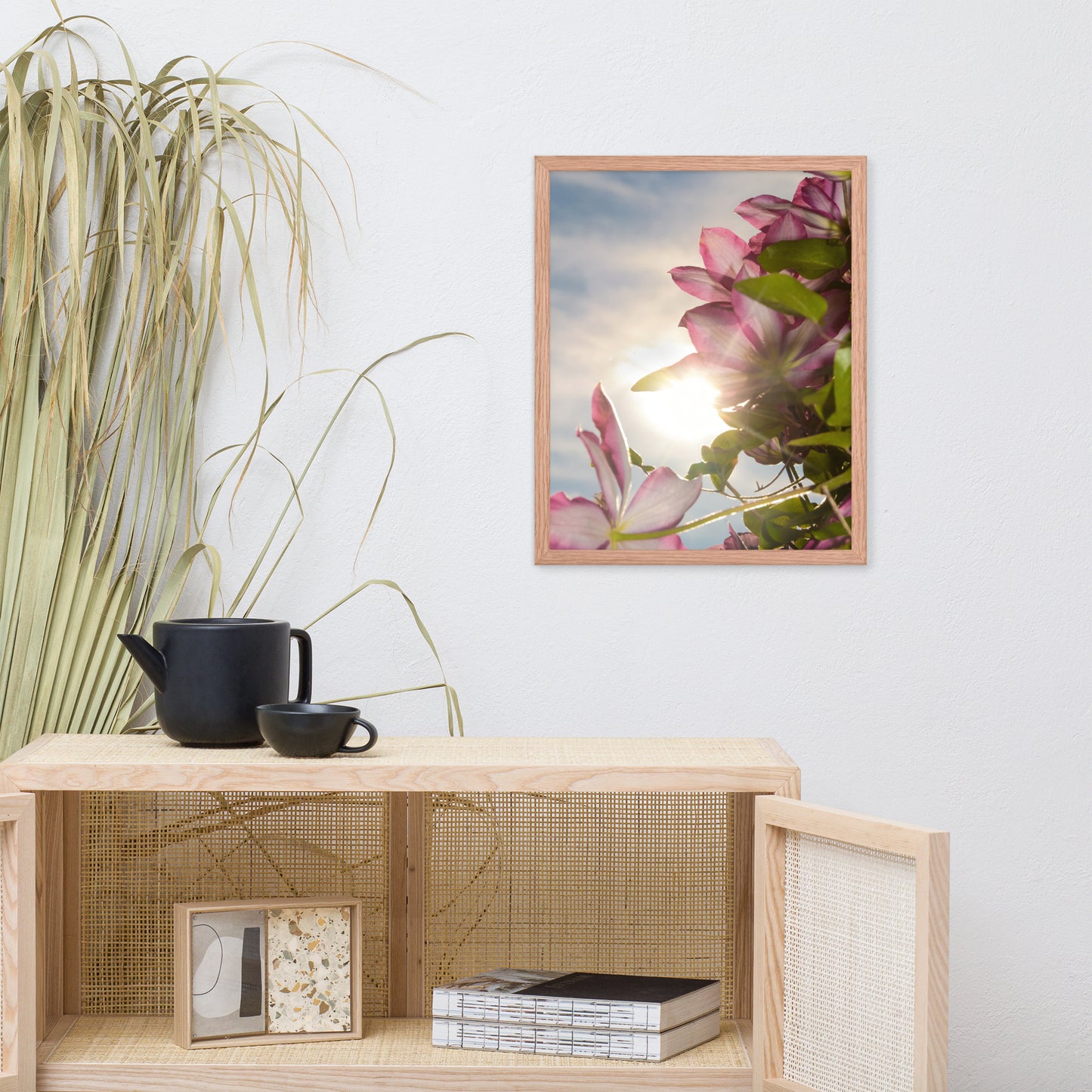 Towering Clematis Floral Nature Photo Framed Wall Art Print