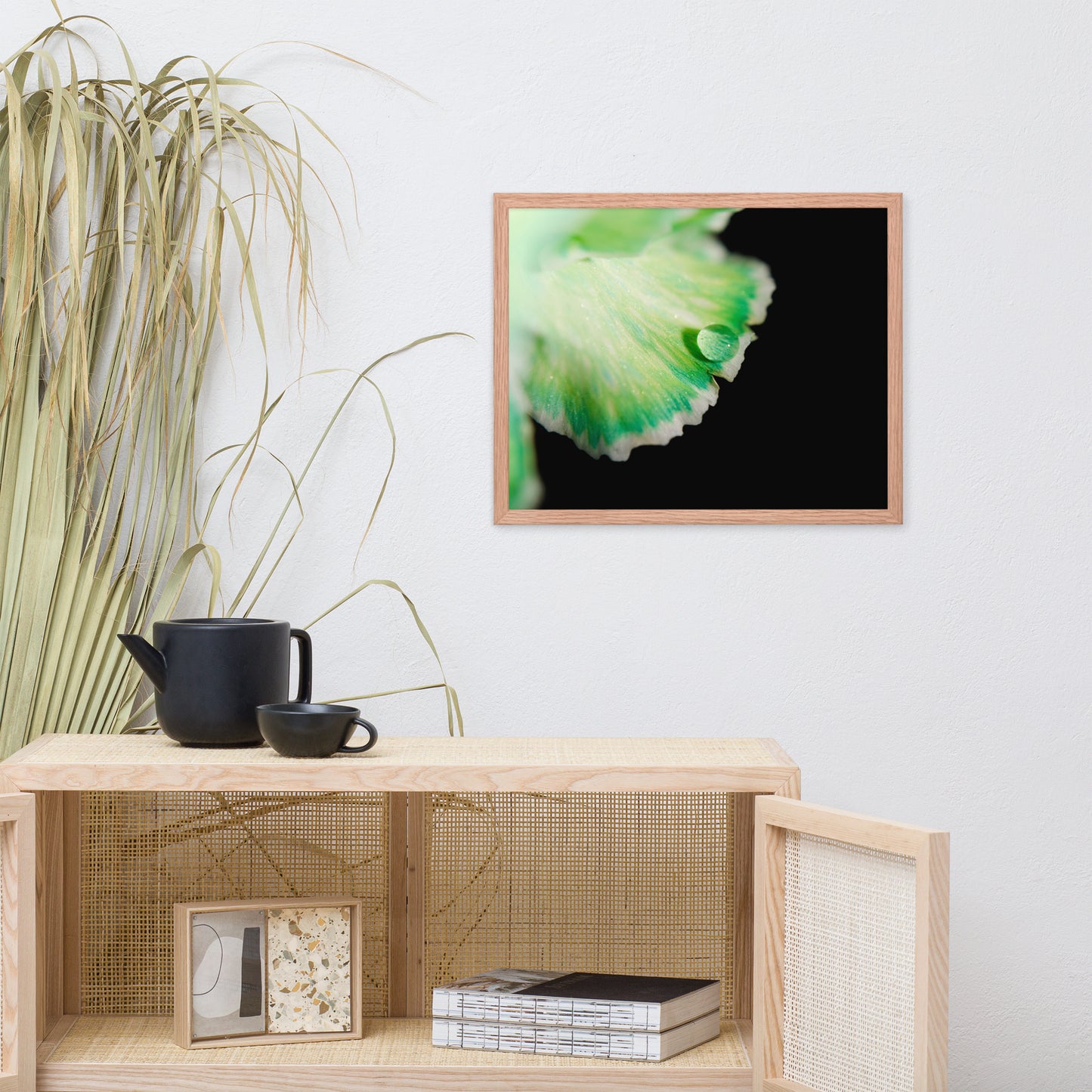 Water Droplet on Carnation Petal Floral Nature Photo Framed Wall Art Print