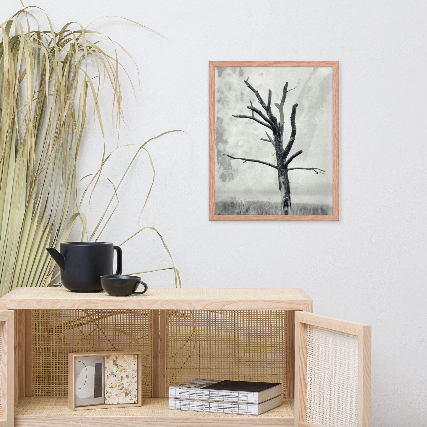 Rotting Away Alone Black and White Botanical Nature Photo Framed Wall Art Print