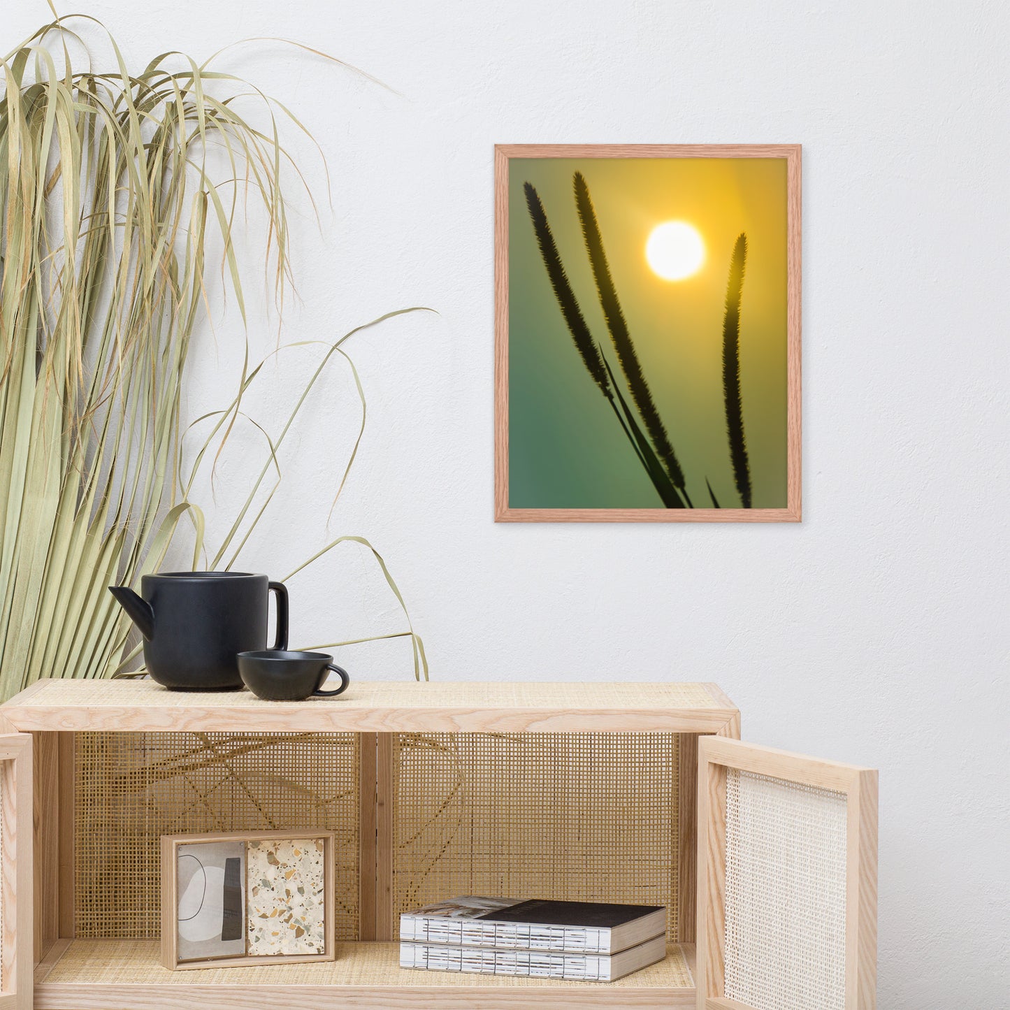 Silhouettes in Sunset Botanical Nature Photo Framed Wall Art Print