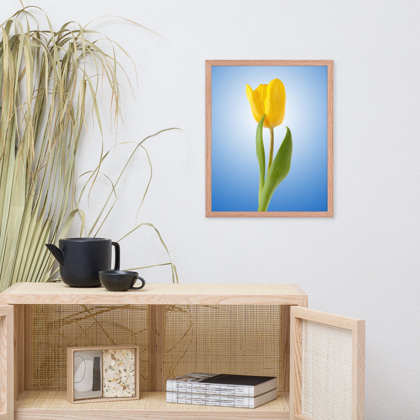 Yellow Tulip Minimal Floral Nature Photo Framed Wall Art Print