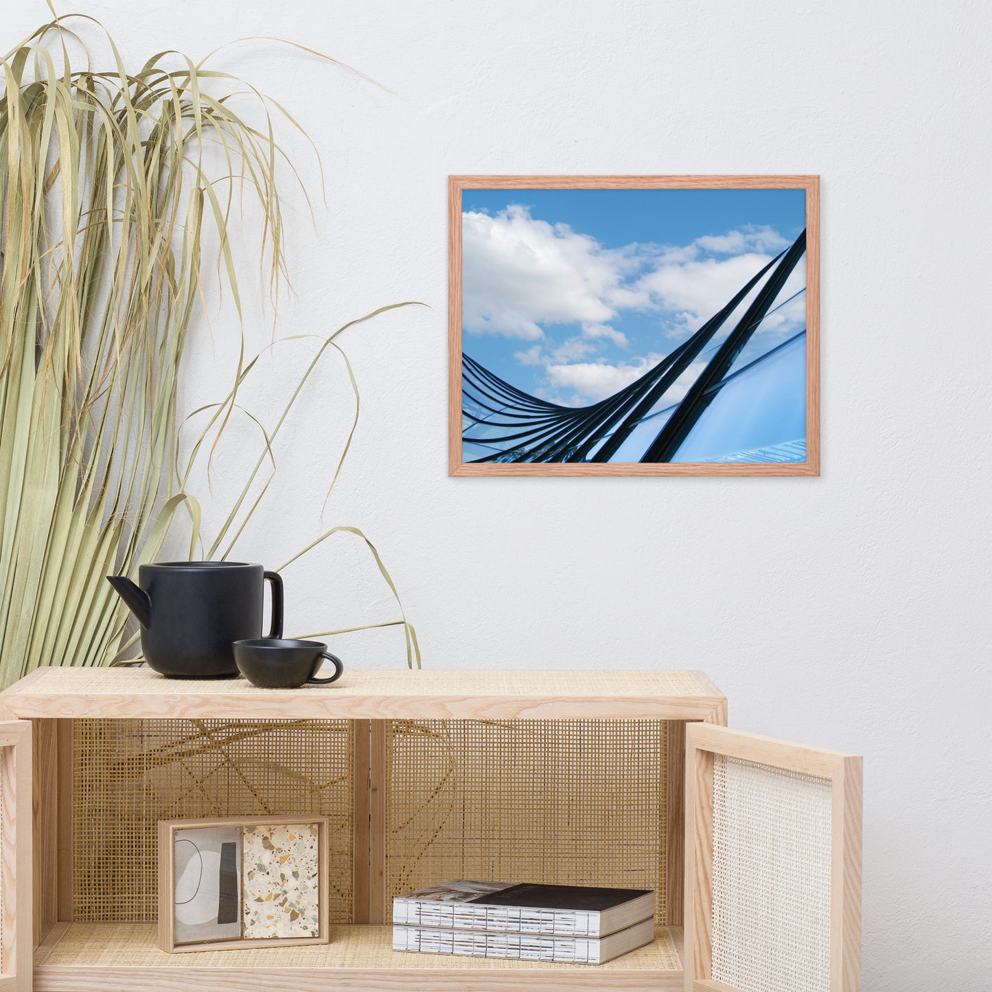 Glass and Azure Architectural Photograph Framed Wall Art Print