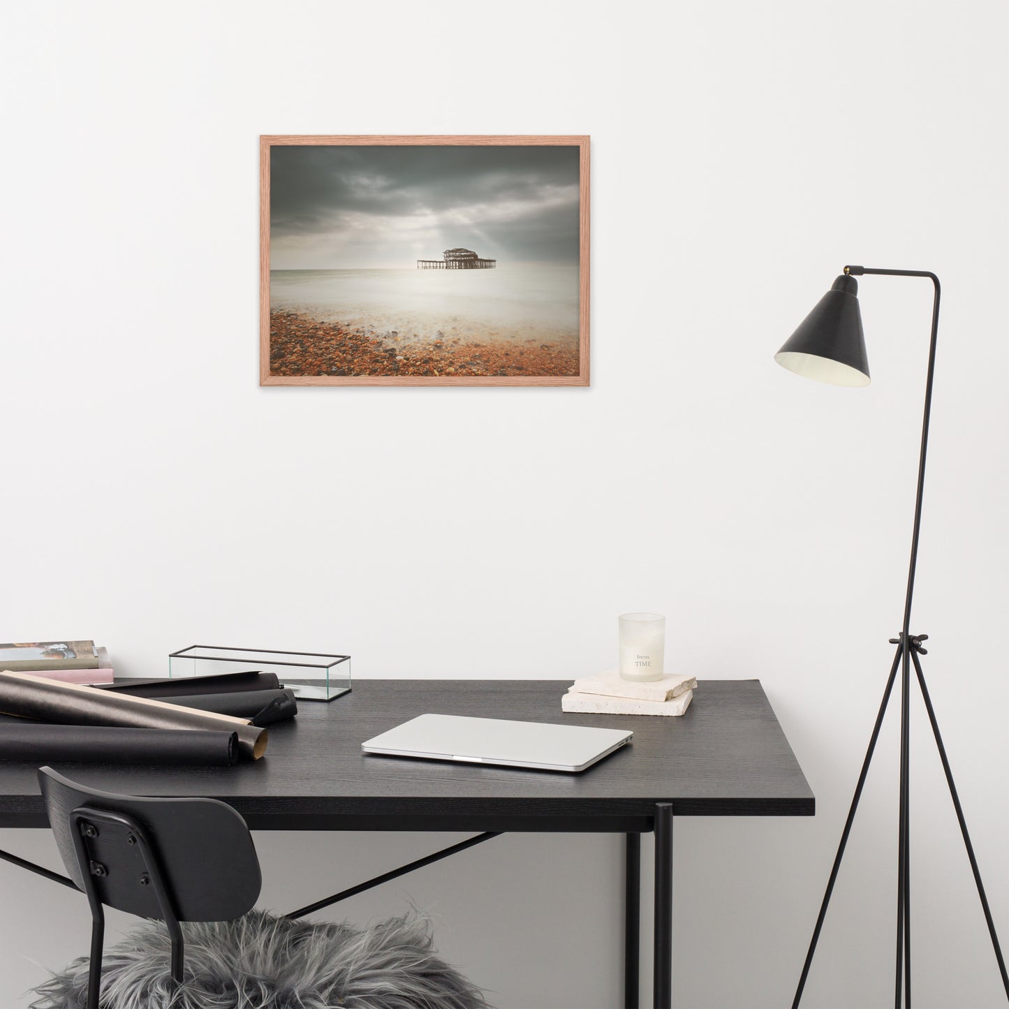 Wall Decor For Study: Abandoned West Pier Warming Matte Effect - Coastal / Seascape / Nature / Landscape Photo Framed Wall Art Print - Wall Decor - Artwork