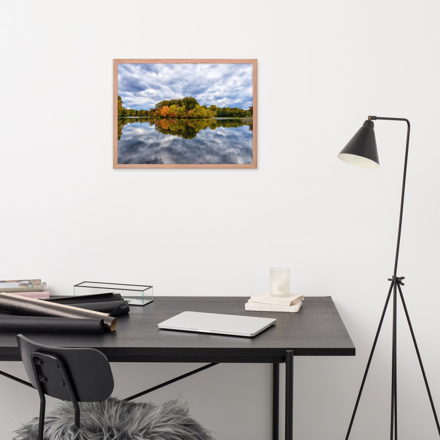 Wall Art Design For Office: Autumn Reflections - Rural / Country / Farmhouse Style Landscape / Nature Photograph Framed Wall Art Print - Artwork