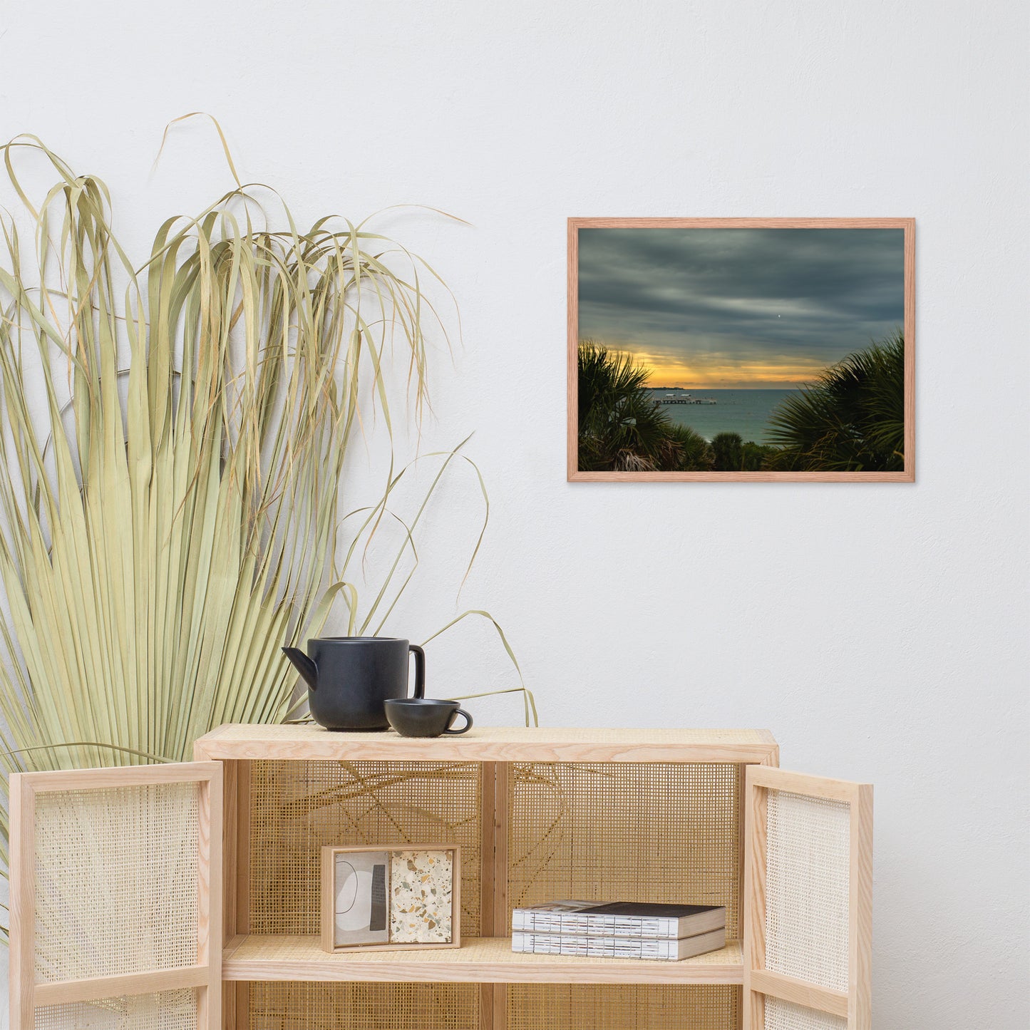 Cloudy Rainy Sunset De Soto Beach Framed Photo Paper Wall Art Prints