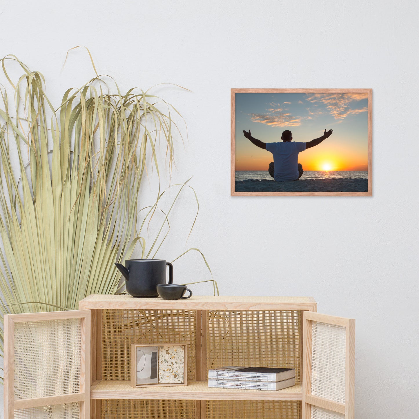 Embrace The Light Sunset Coastal Landscape Photo Framed Wall Art Print