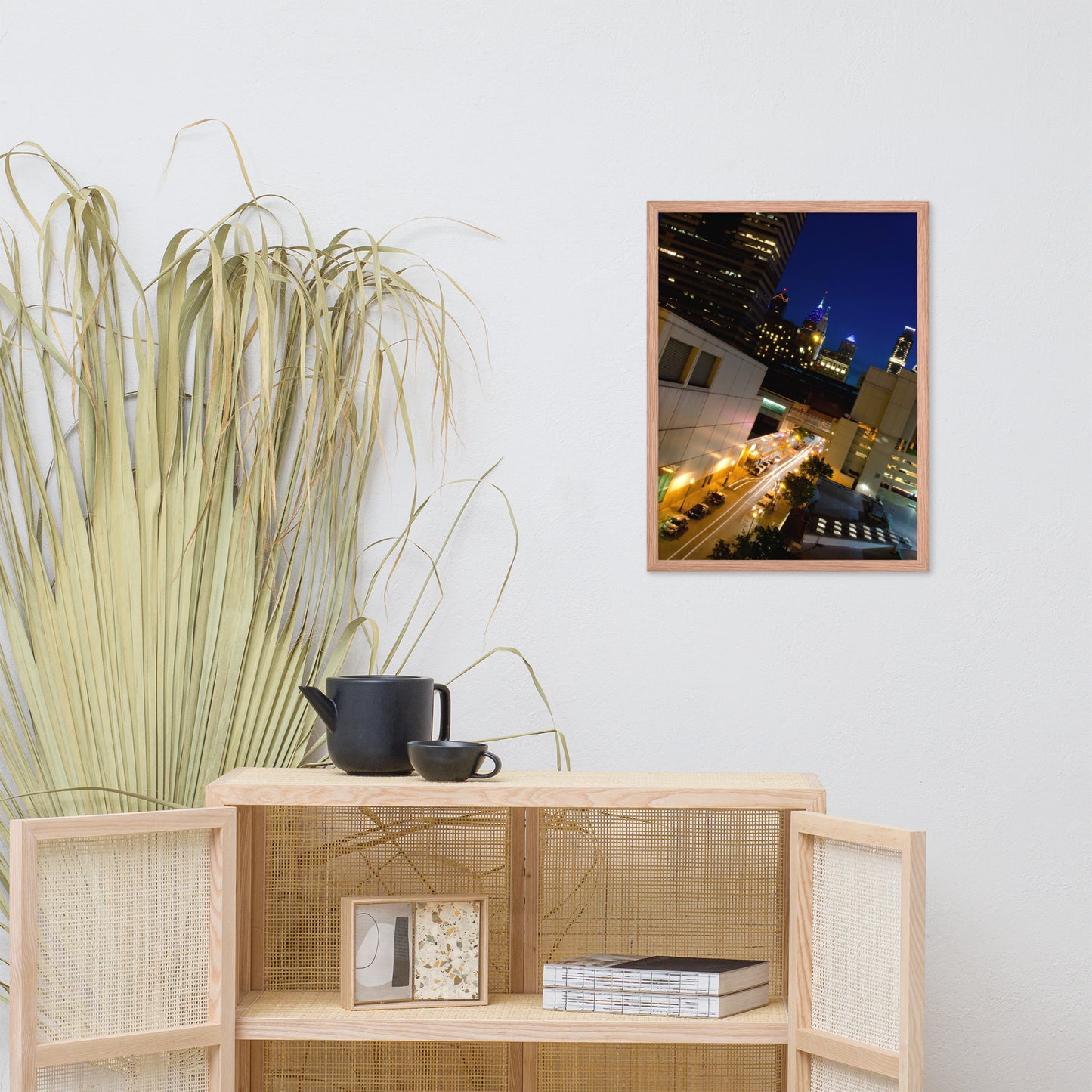 Light Trails in Philly Urban Landscape Photo Framed Wall Art Print