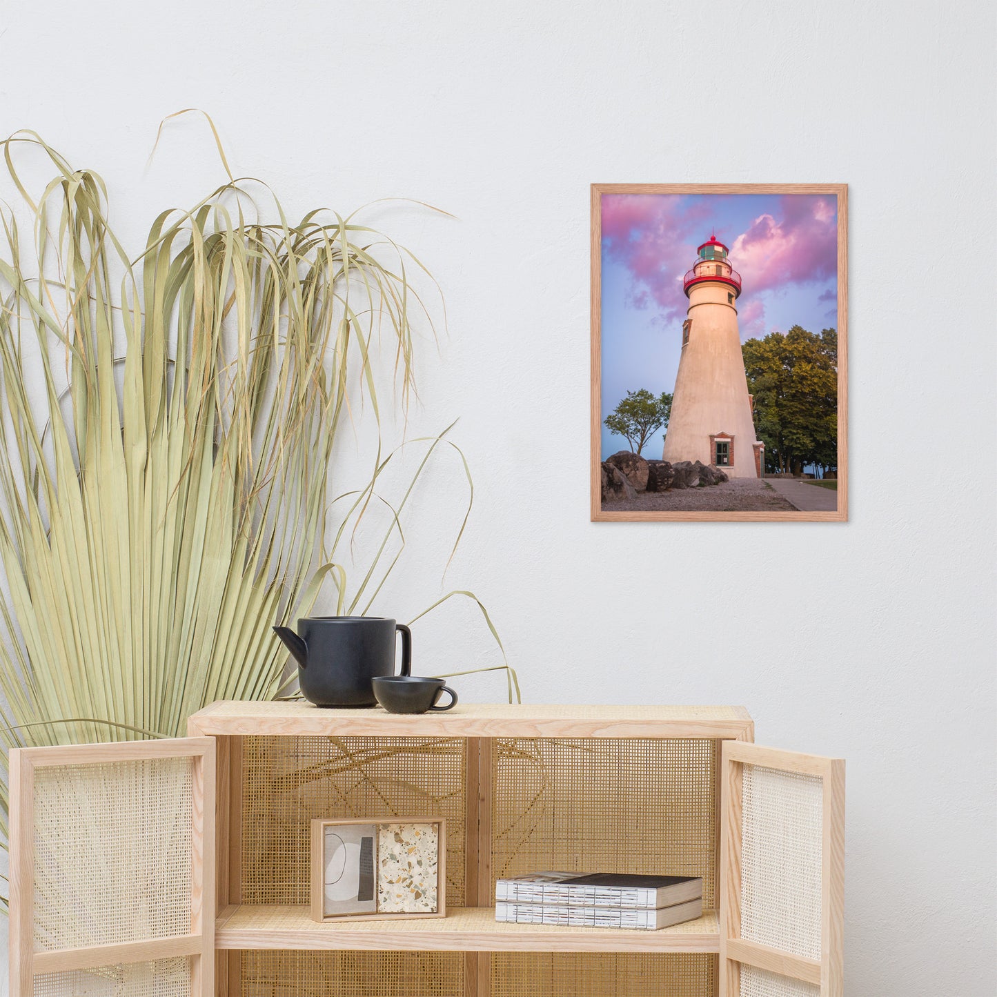 Marblehead Lighthouse at Sunset Landscape Framed Photo Paper Wall Art Prints