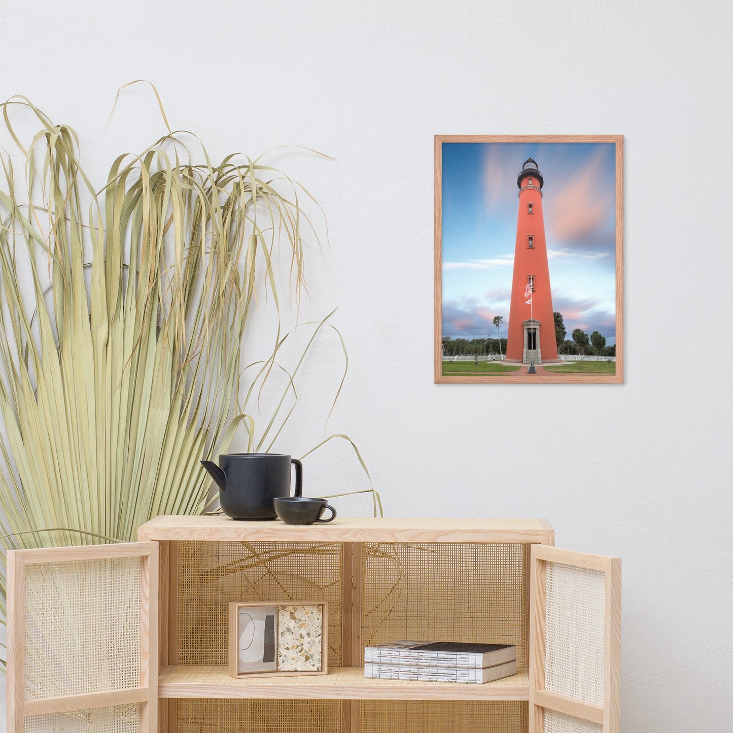 Ponce De Leon Lighthouse and Sunset Landscape Photo Framed Wall Art Print