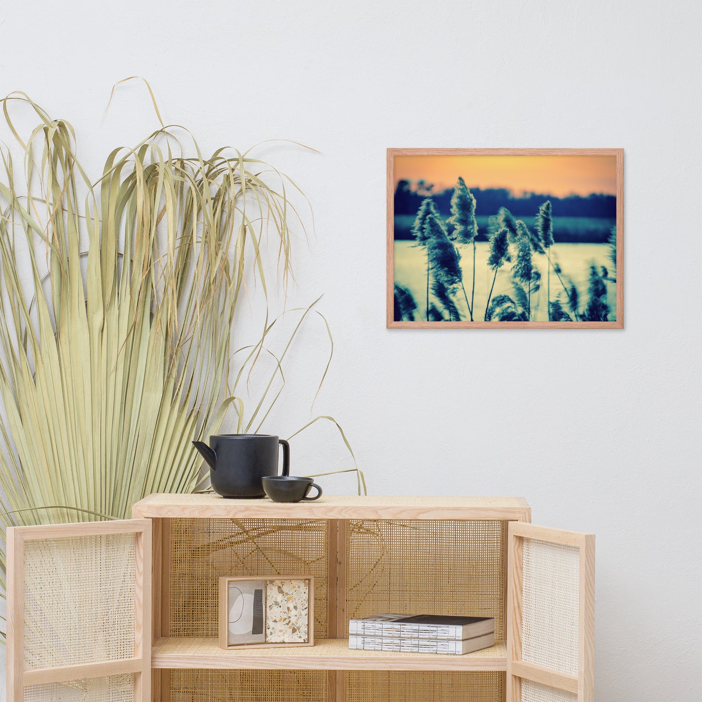 Sunset on the Marsh with Grasses Framed Photo Paper Wall Art Prints