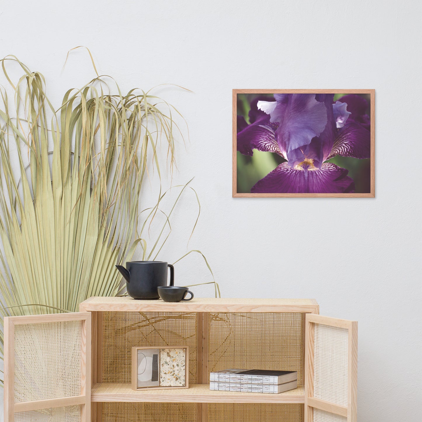 Glowing Iris Moody Midnight Floral Nature Photo Framed Wall Art Print