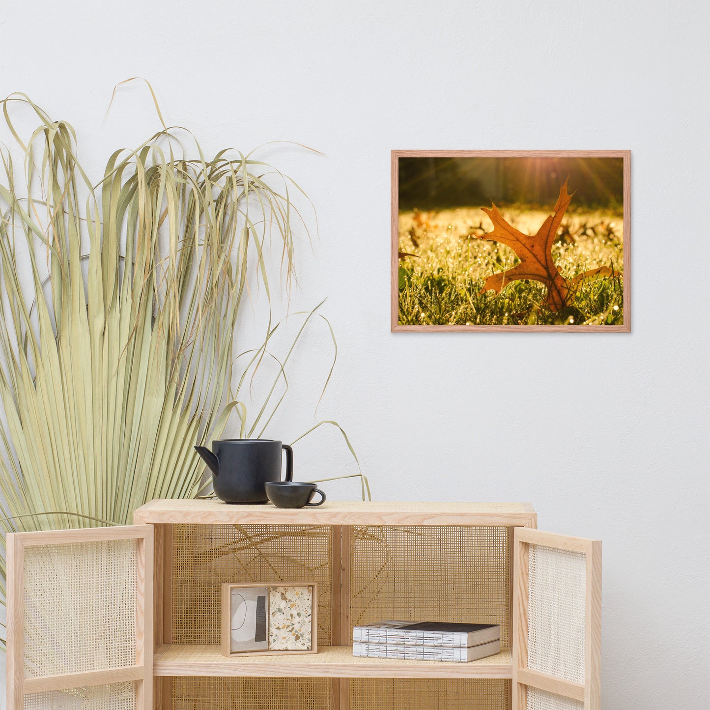 Fall Leaf in Morning Sun Botanical Nature Photo Framed Wall Art Print