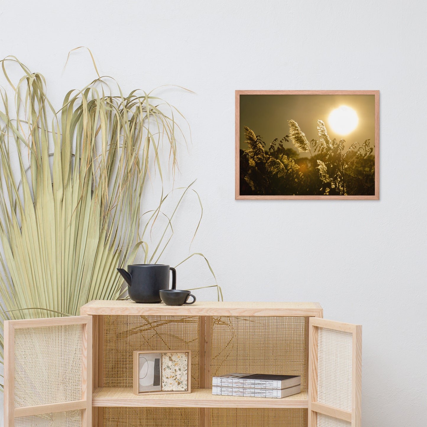 Golden Marsh Weeds Botanical Nature Photo Framed Wall Art Print