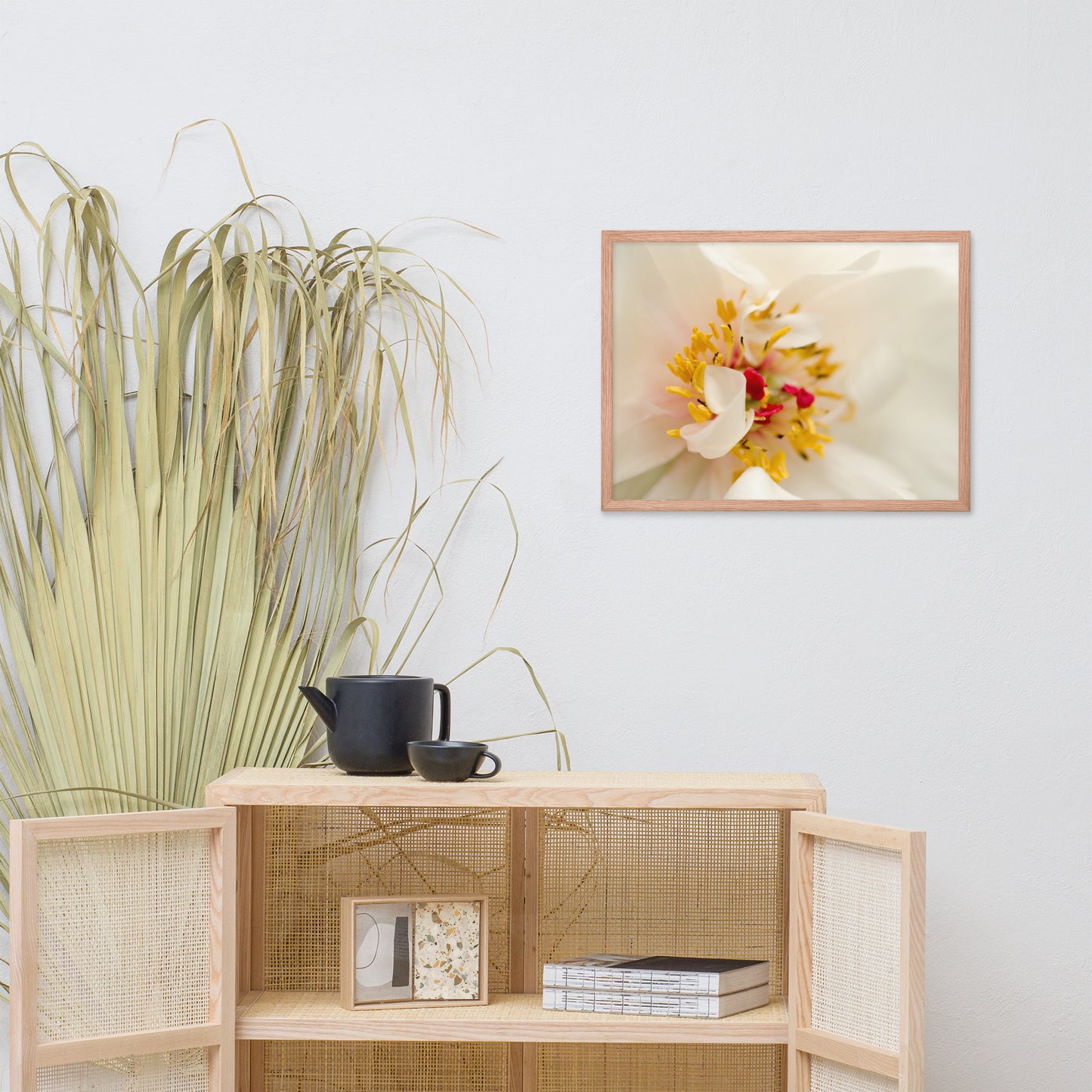 Eye of Peony Floral Nature Photo Framed Wall Art Print