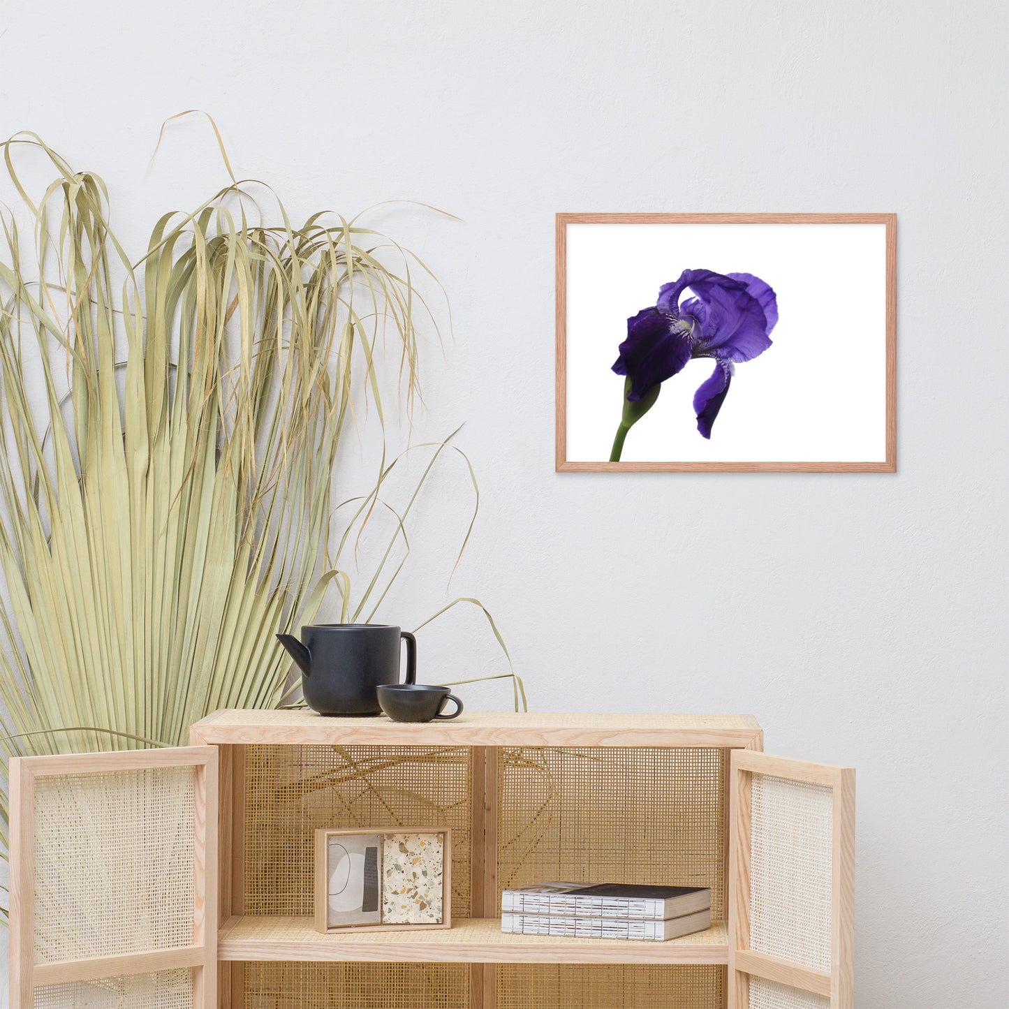 Iris on White Floral Nature Photo Framed Wall Art Print