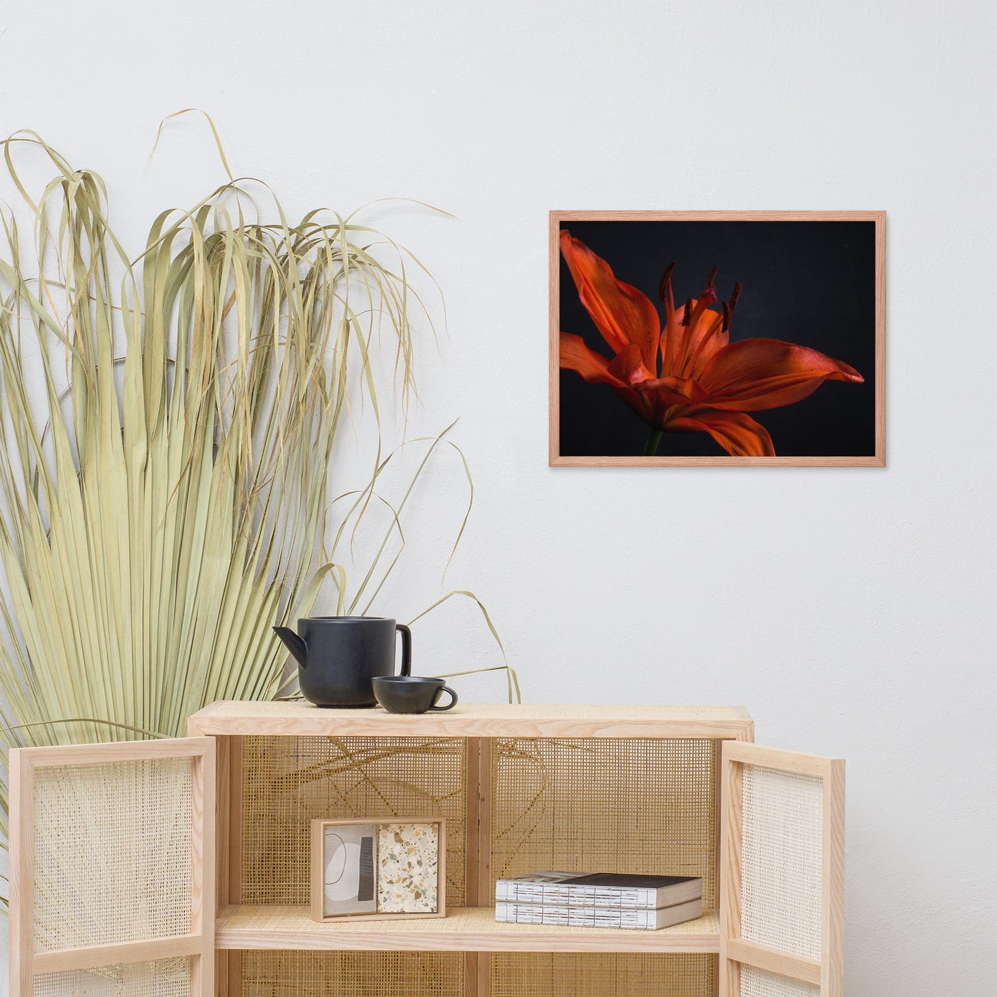 Orange Lily with Back light Floral Nature Photo Framed Wall Art Print