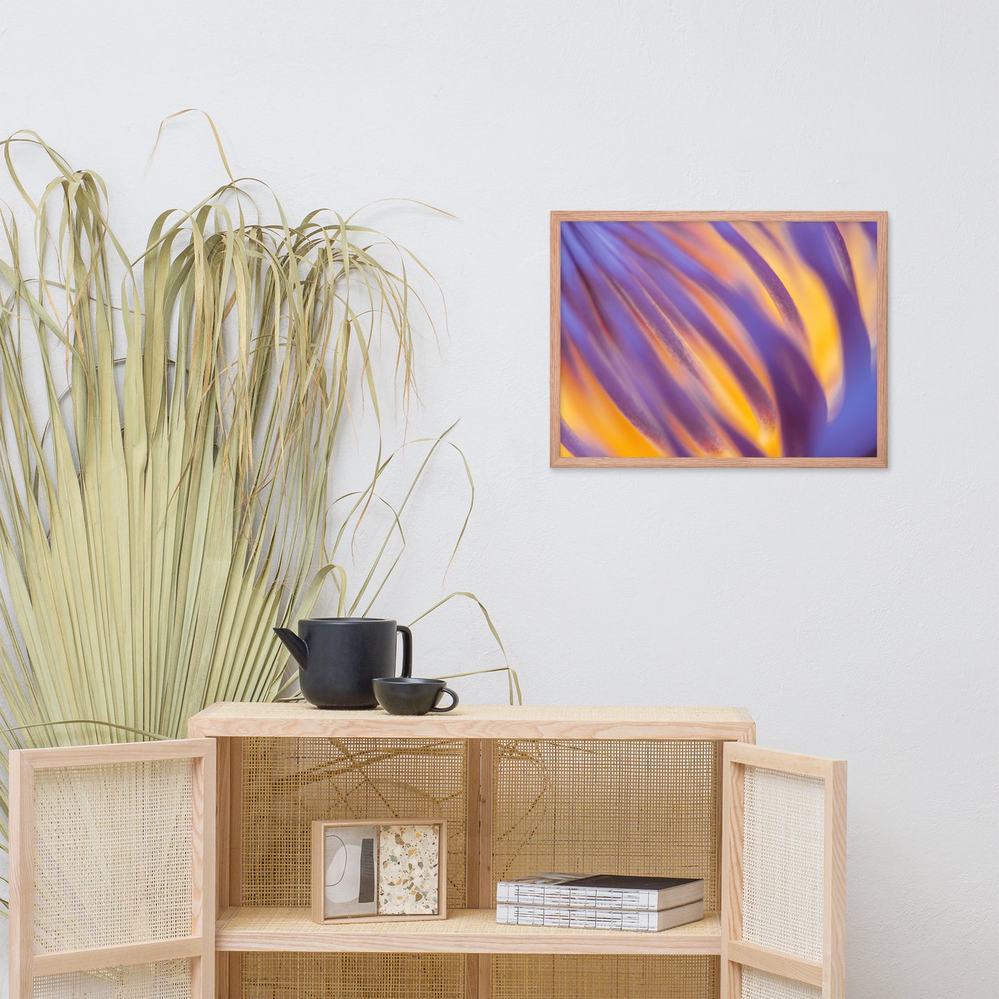 Purple and Yellow Lotus Flower Filaments Framed Photo Paper Poster - Nature Photography