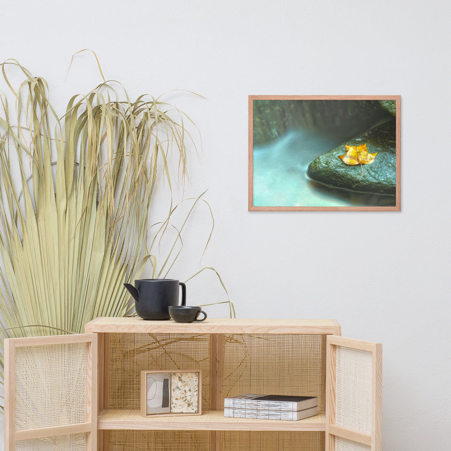 Misty Leaf Botanical Nature Photo Framed Wall Art Print