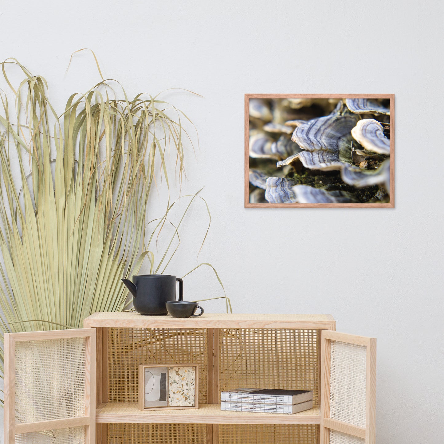 Mushrooms on Log Botanical Nature Photo Framed Wall Art Print