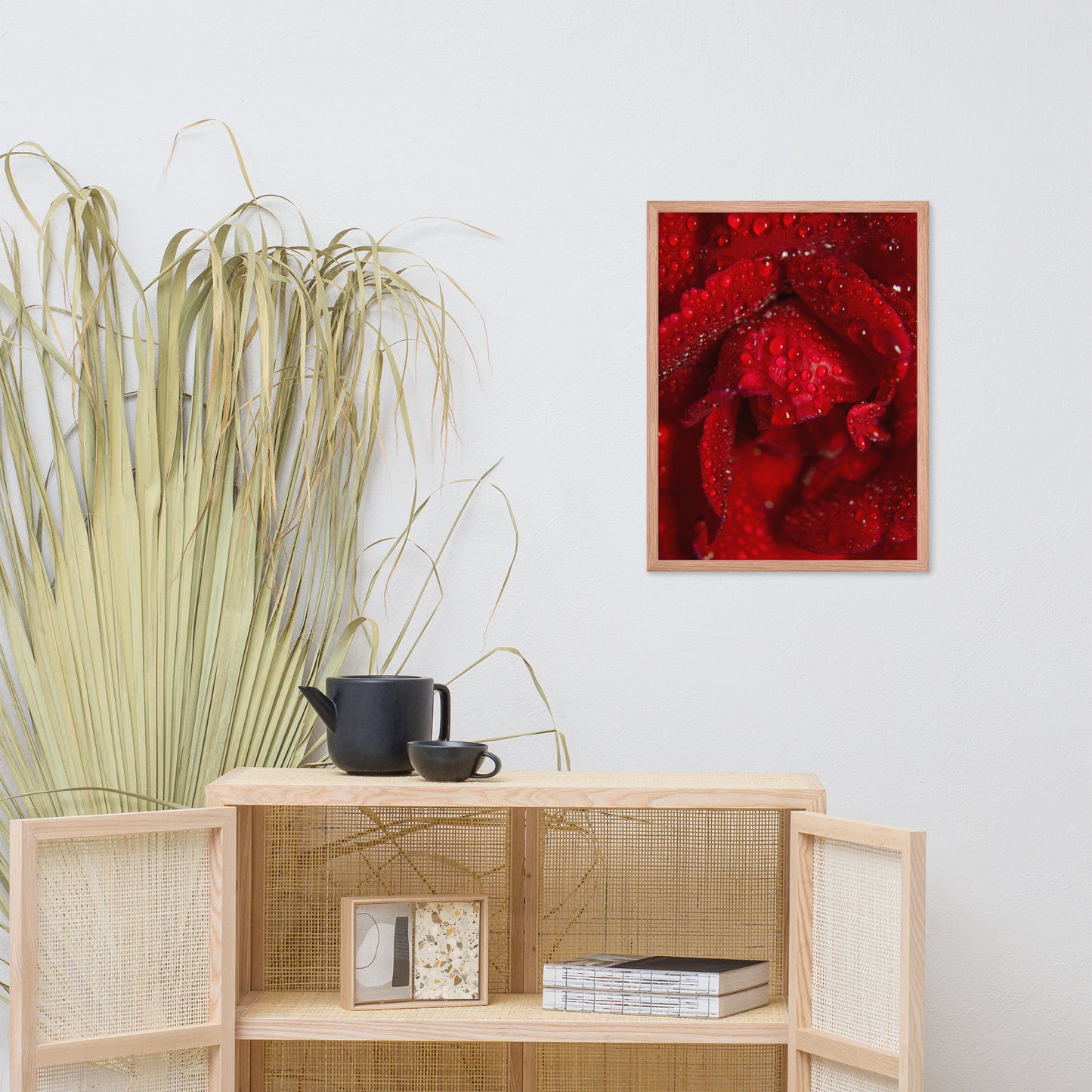 Royal Red Rose Floral Nature Photo Framed Wall Art Print