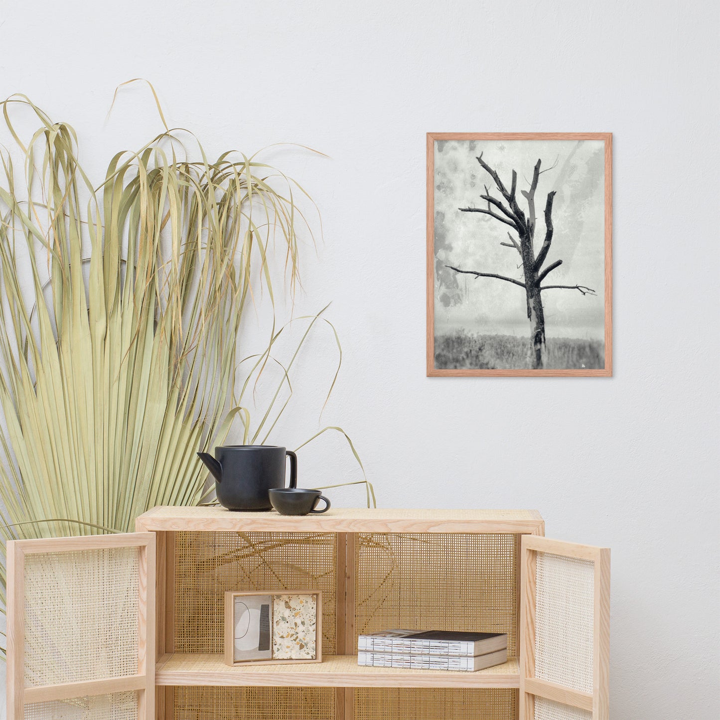Rotting Away Alone Black and White Botanical Nature Photo Framed Wall Art Print