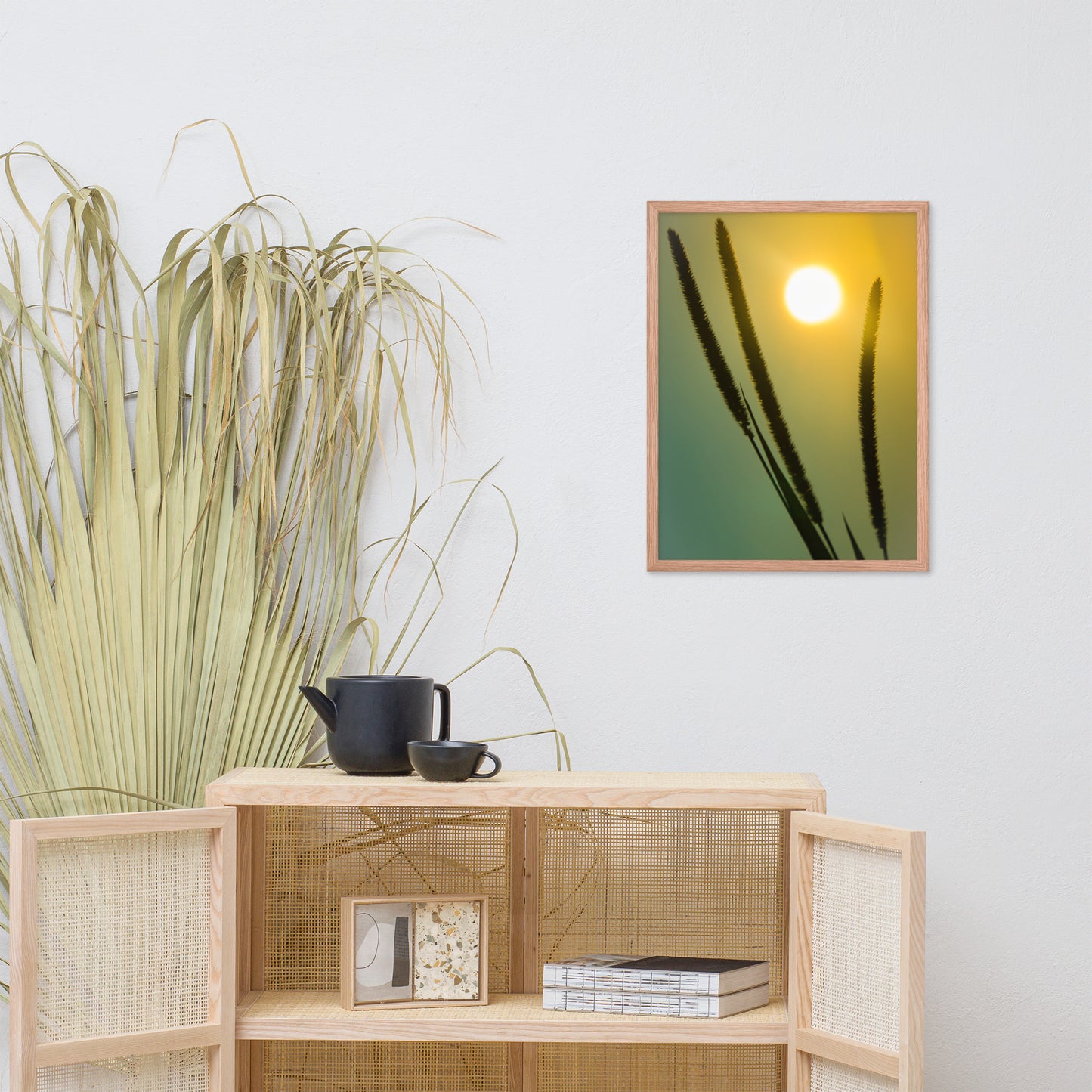 Silhouettes in Sunset Botanical Nature Photo Framed Wall Art Print