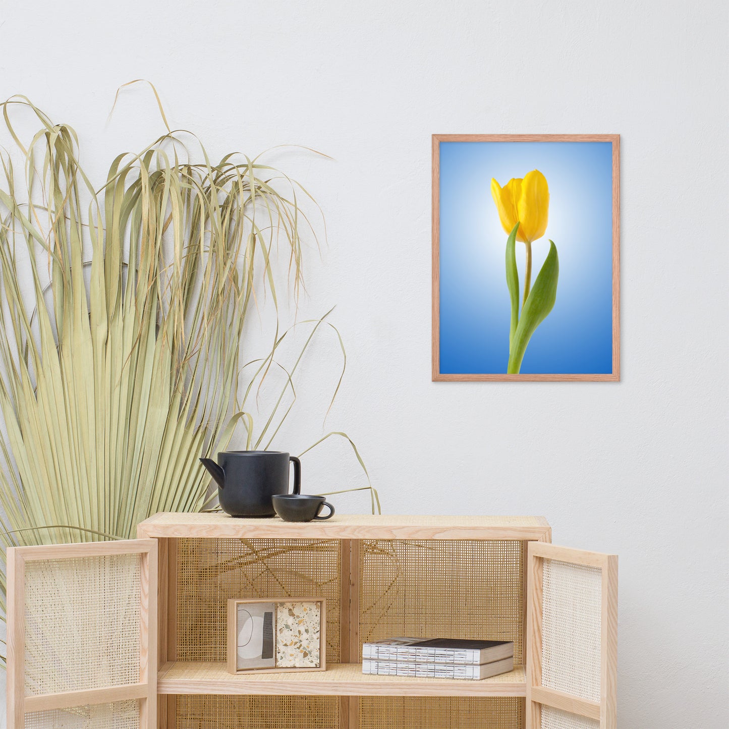 Yellow Tulip Minimal Floral Nature Photo Framed Wall Art Print