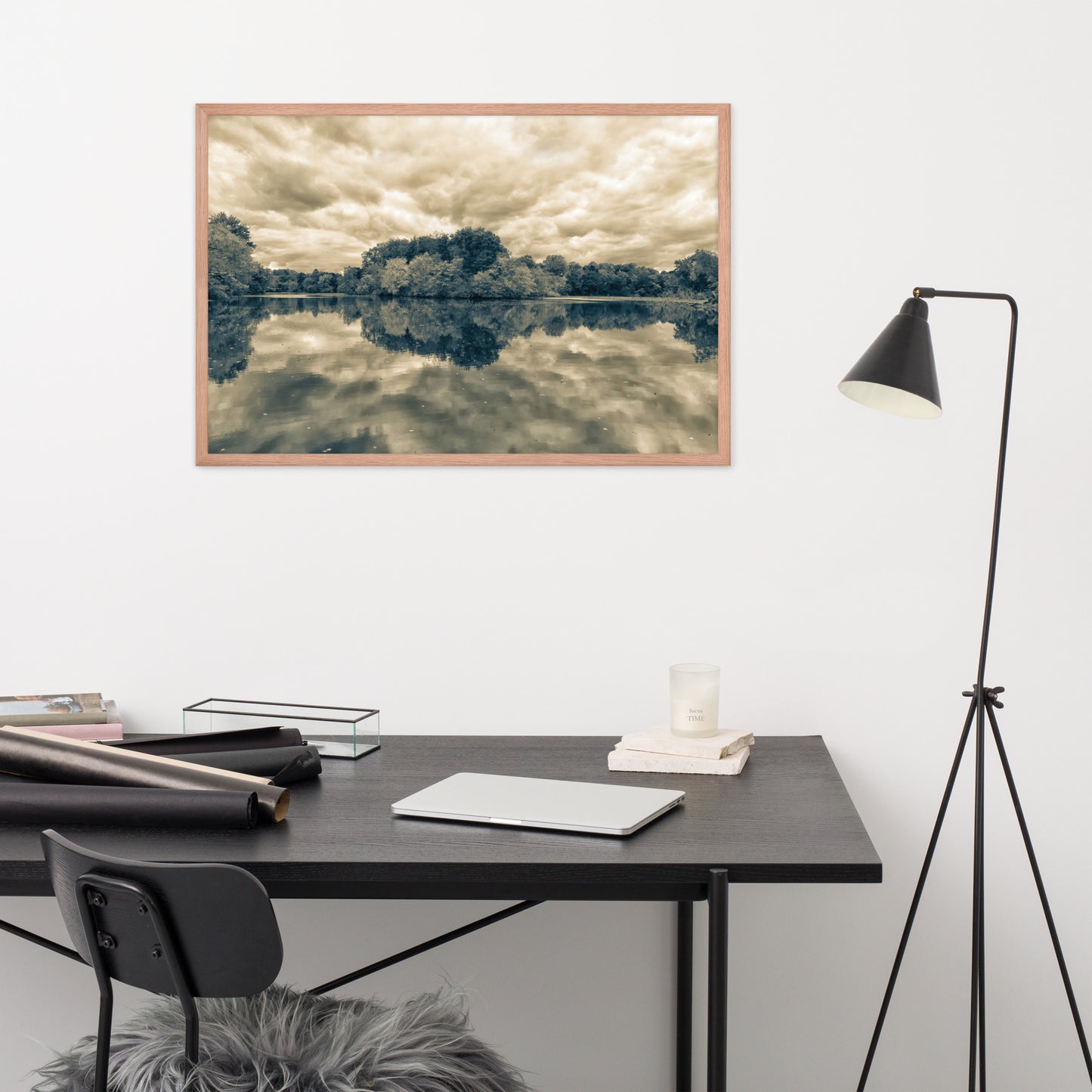 Wall Decor For Office At Home: Autumn Reflections Sepia - Rural / Rustic / Botanical / Farmhouse Style Landscape / Nature Photograph Framed Print - Wall Decor - Artwork