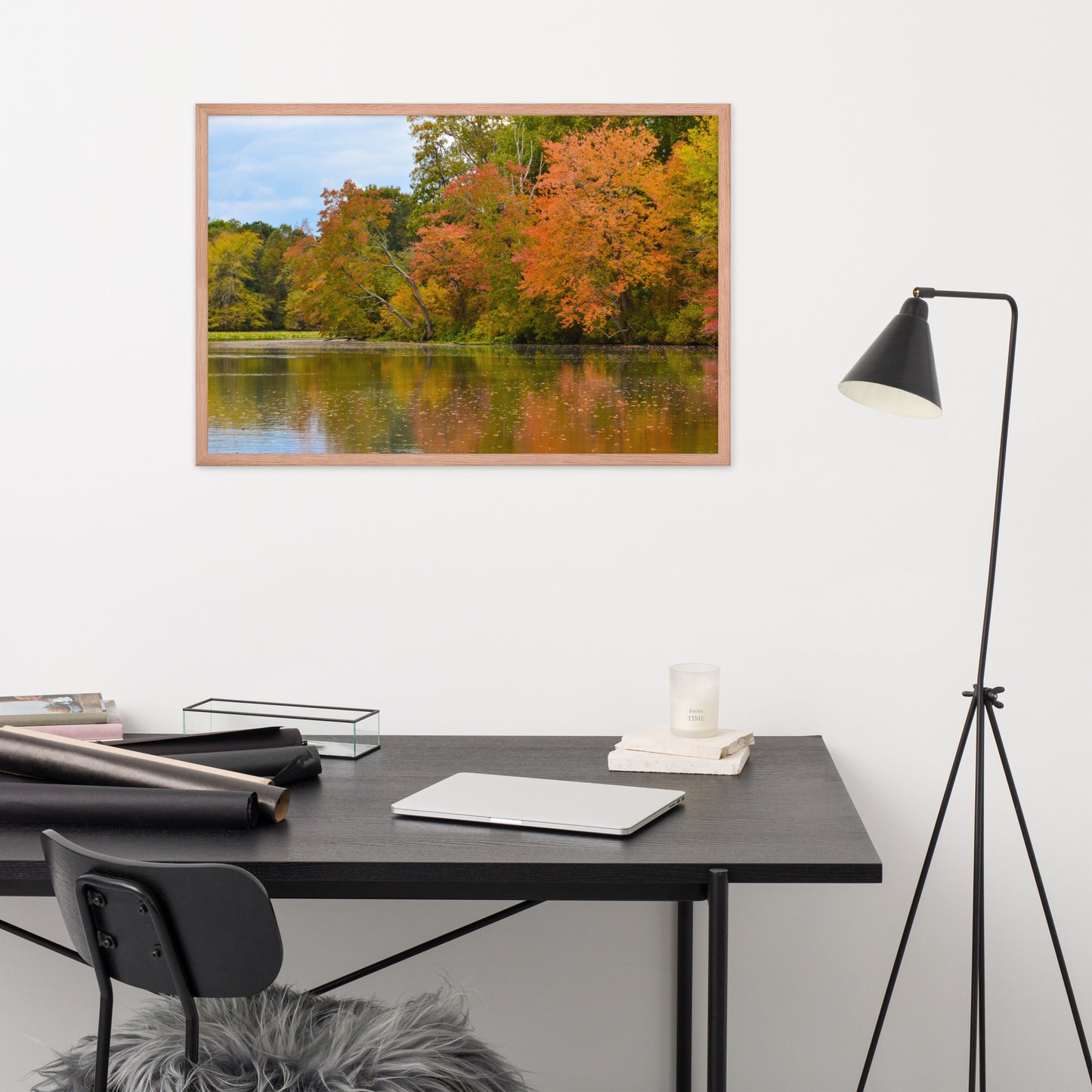 Framed Laundry Room Art: Autumn Tree Line - Rural / Country Style Landscape / Nature Photograph Framed Wall Art Print - Wall Decor - Artwork