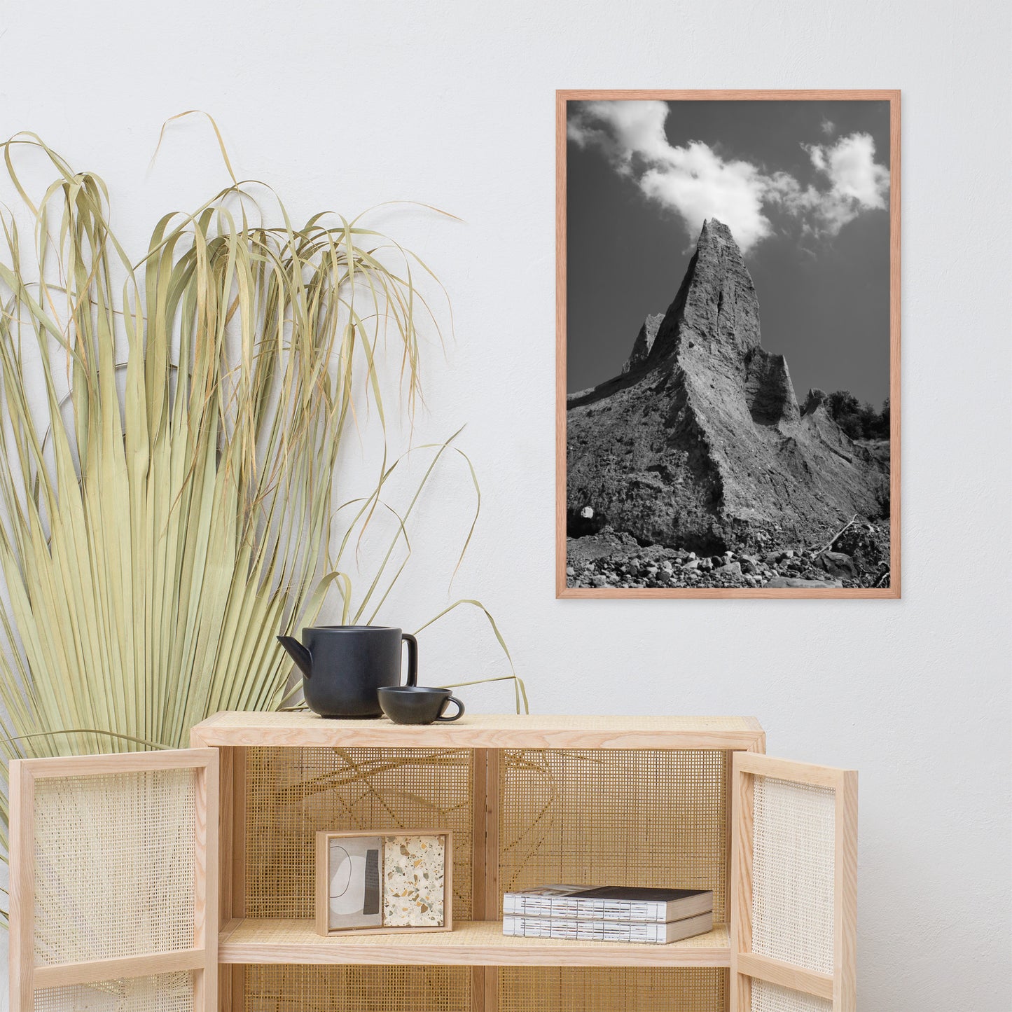 Chimney Bluff Black and White Landscape Framed Photo Paper Wall Art Prints