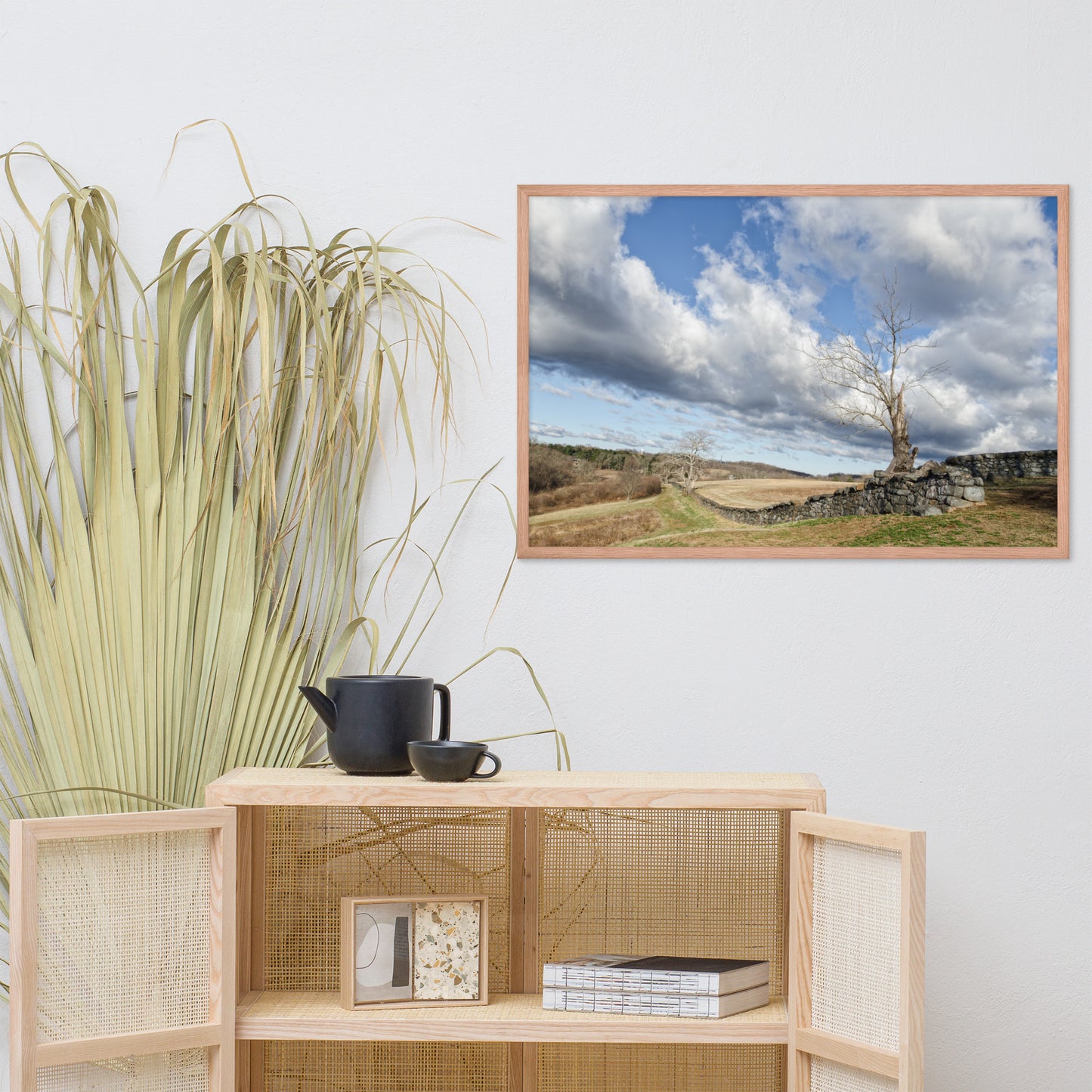 Dead Tree and Stone Wall - Color Framed Photo Wall Art Prints