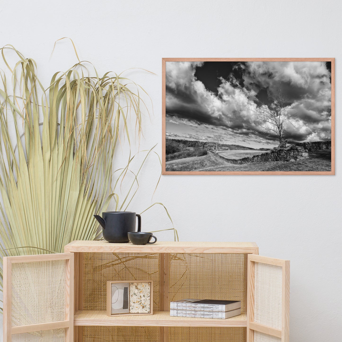 Dead Tree and Stone Wall in Black and White Framed Photo Wall Art Prints