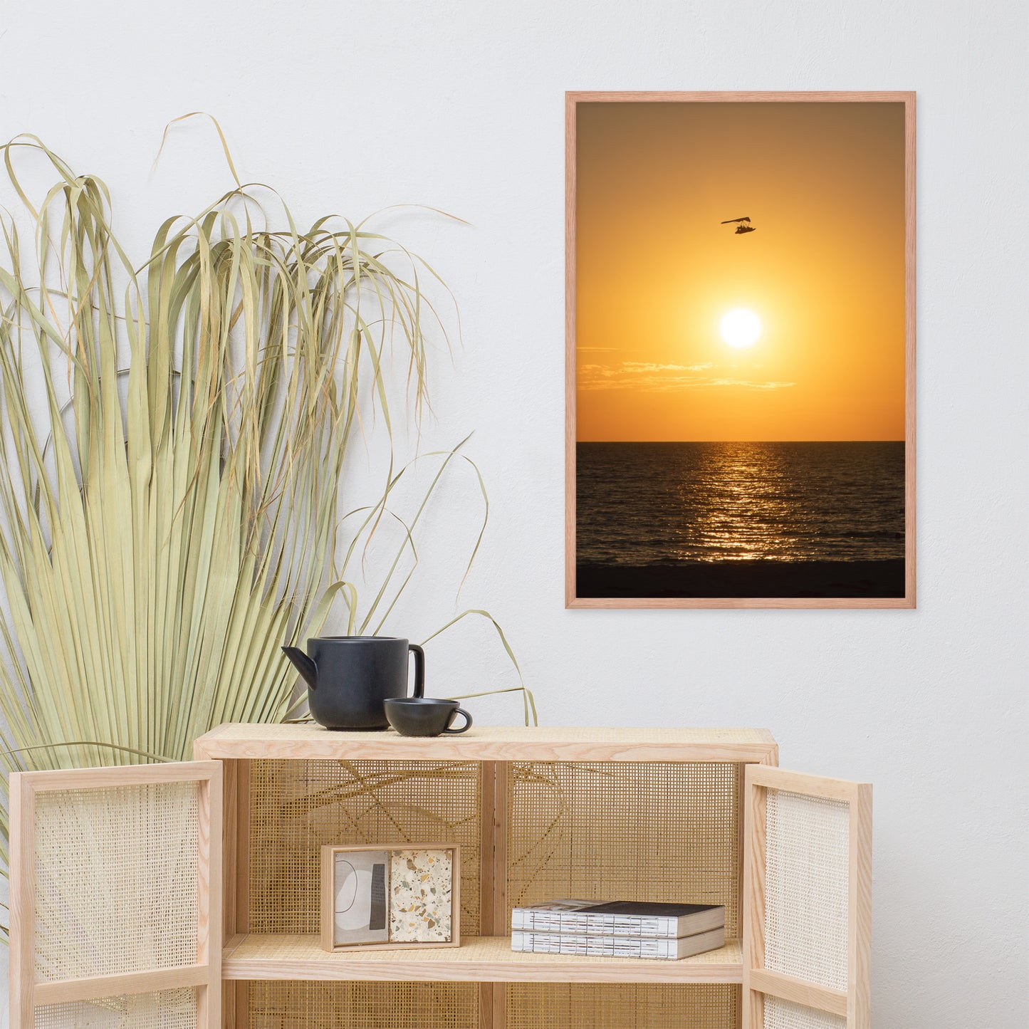 Flying High at Sunset Coastal Landscape Photo Framed Wall Art Print