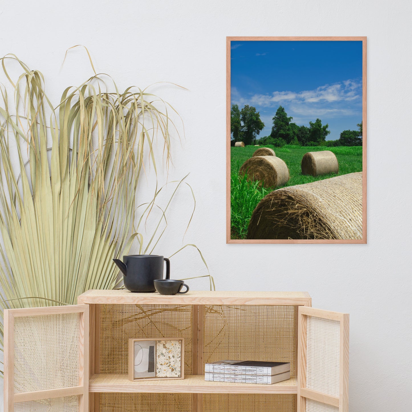 Hay Whatcha Doin in the Field Landscape Framed Photo Paper Wall Art Prints