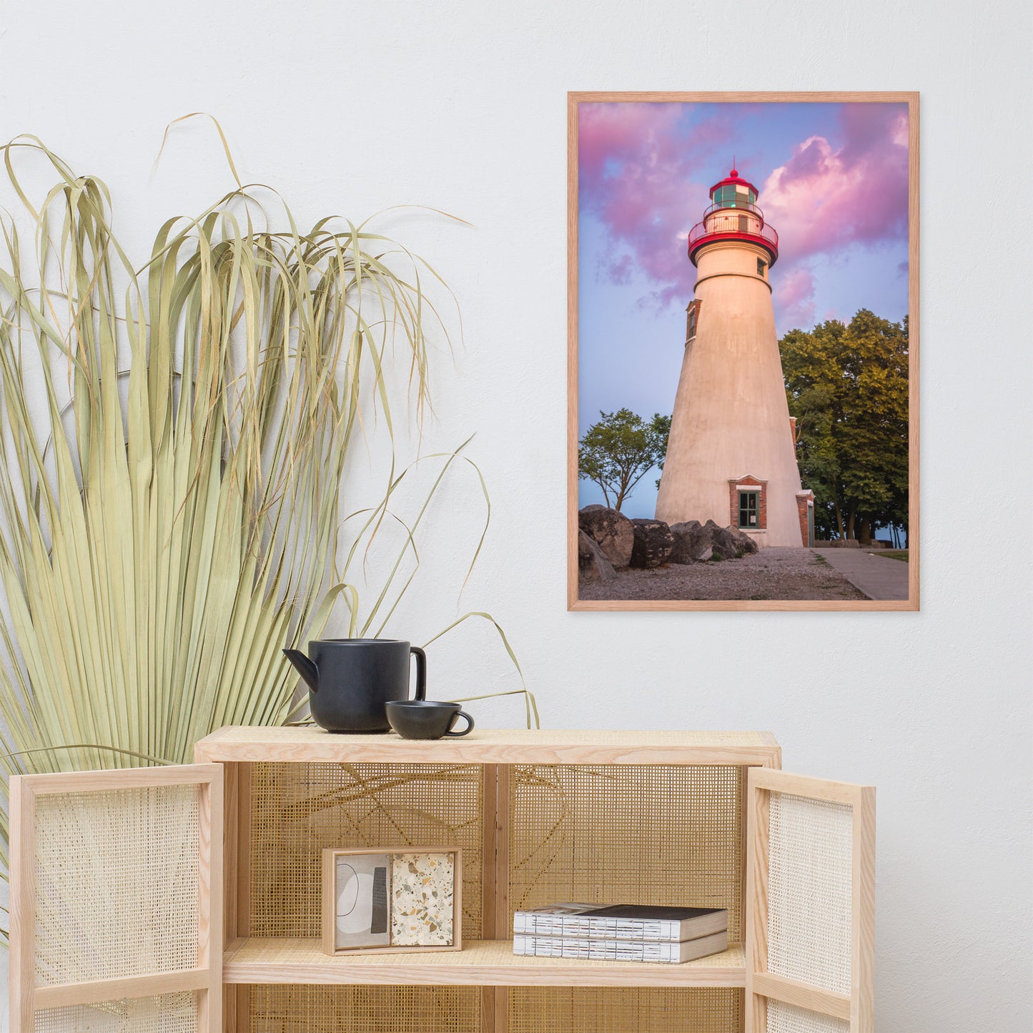 Marblehead Lighthouse at Sunset Landscape Framed Photo Paper Wall Art Prints