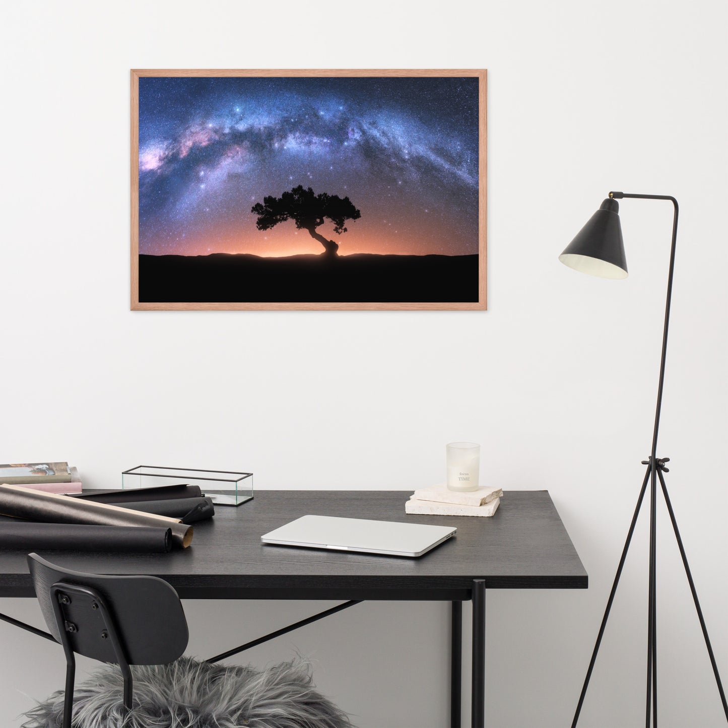 Solitary Sentinel Milky Way Arch and Tree Night Galaxy Framed Wall Art Prints