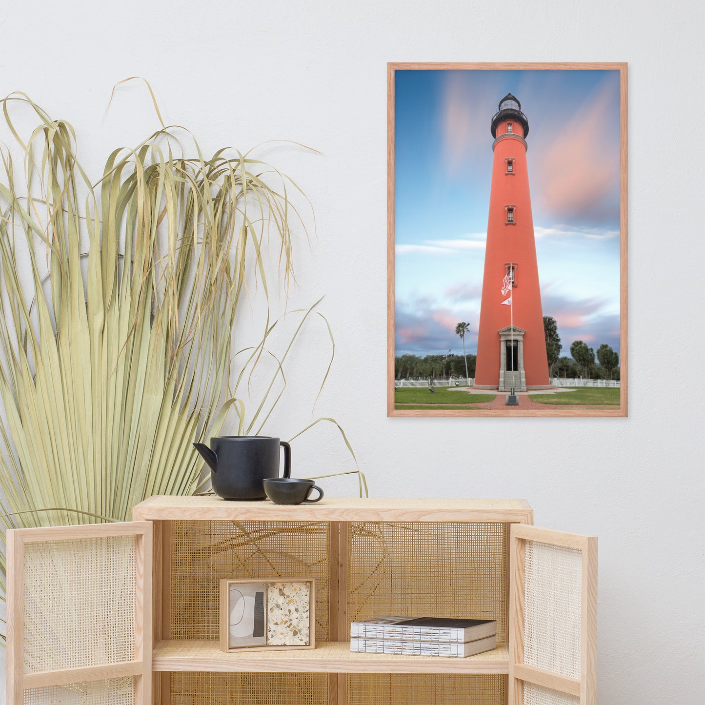 Ponce De Leon Lighthouse and Sunset Landscape Photo Framed Wall Art Print
