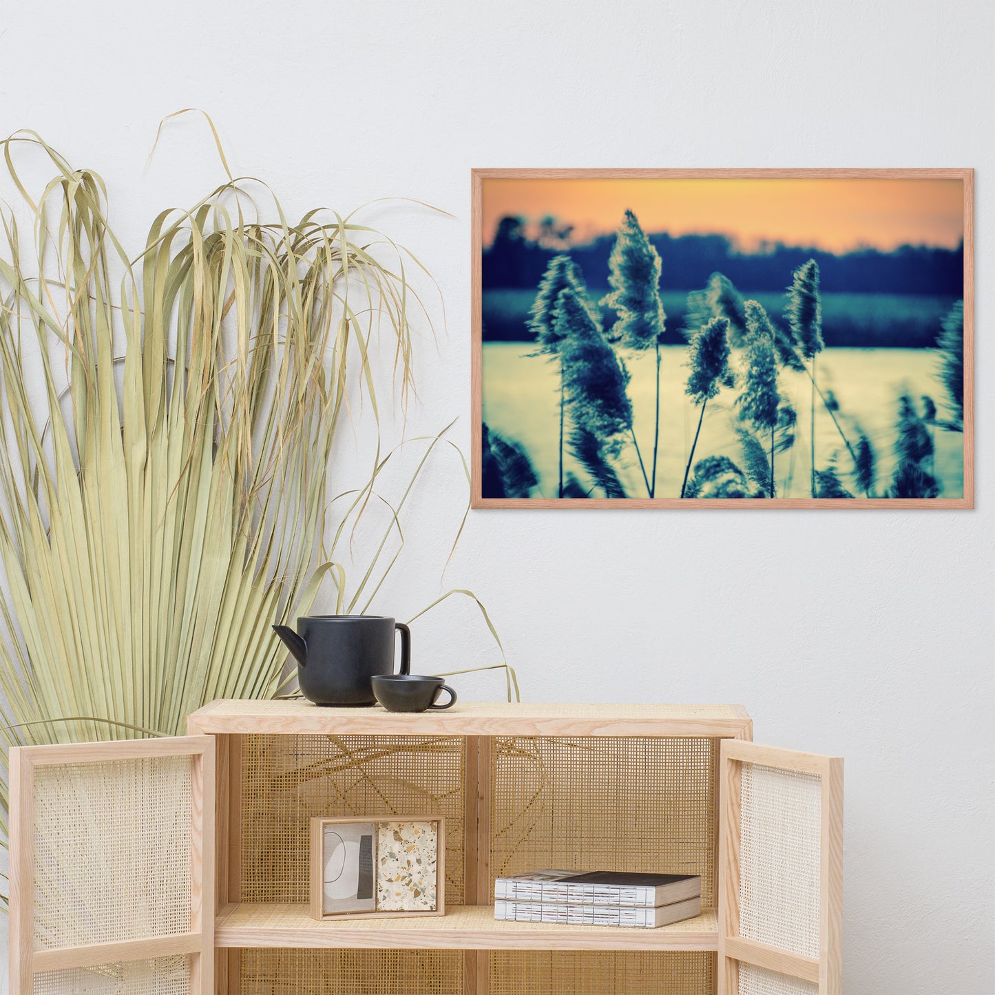 Sunset on the Marsh with Grasses Framed Photo Paper Wall Art Prints