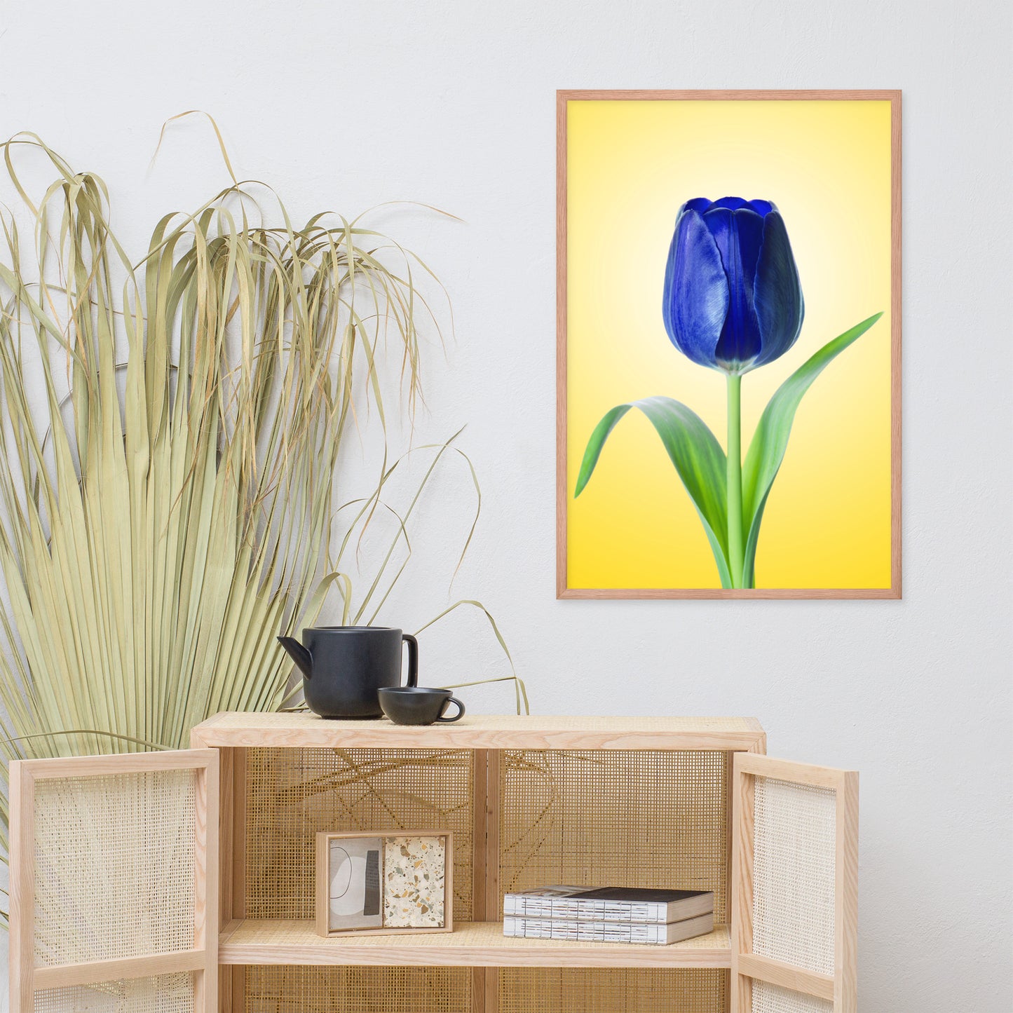 Blue Tulip Minimal Floral Nature Photo Framed Wall Art Print