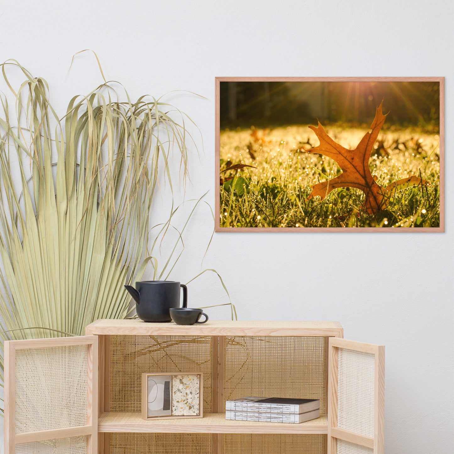 Fall Leaf in Morning Sun Botanical Nature Photo Framed Wall Art Print