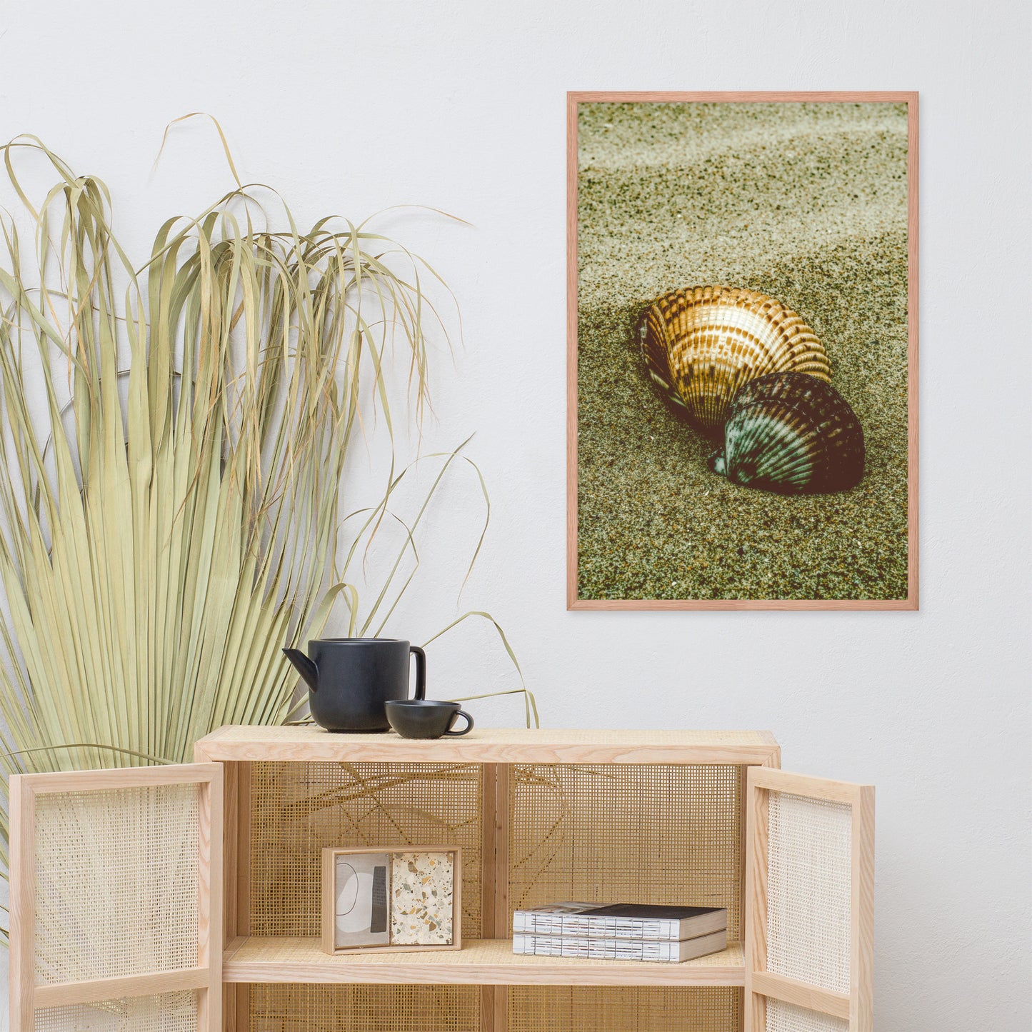 Dreamy Beach Sea Shells Coastal Nature Photo Framed Wall Art Print