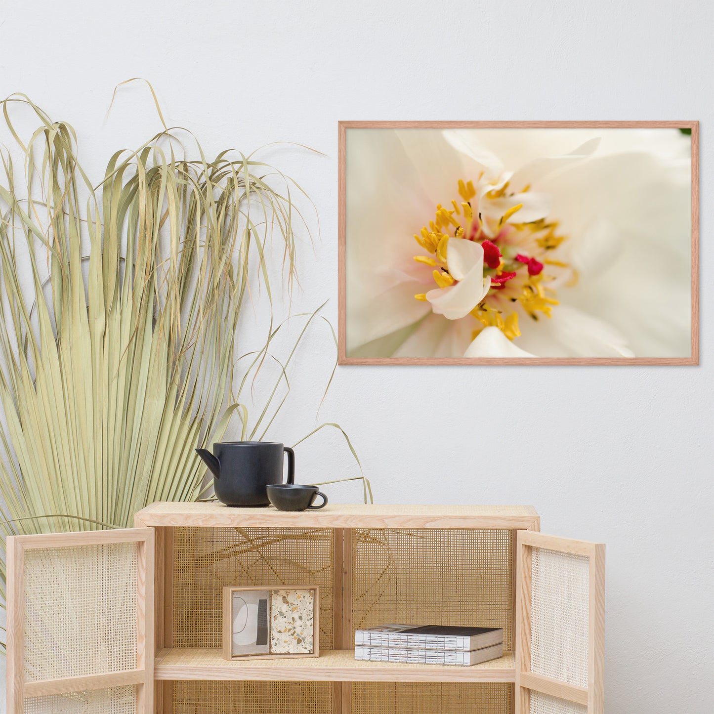 Eye of Peony Floral Nature Photo Framed Wall Art Print