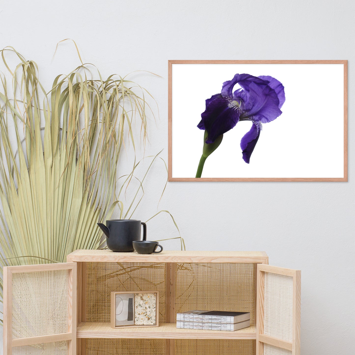 Iris on White Floral Nature Photo Framed Wall Art Print