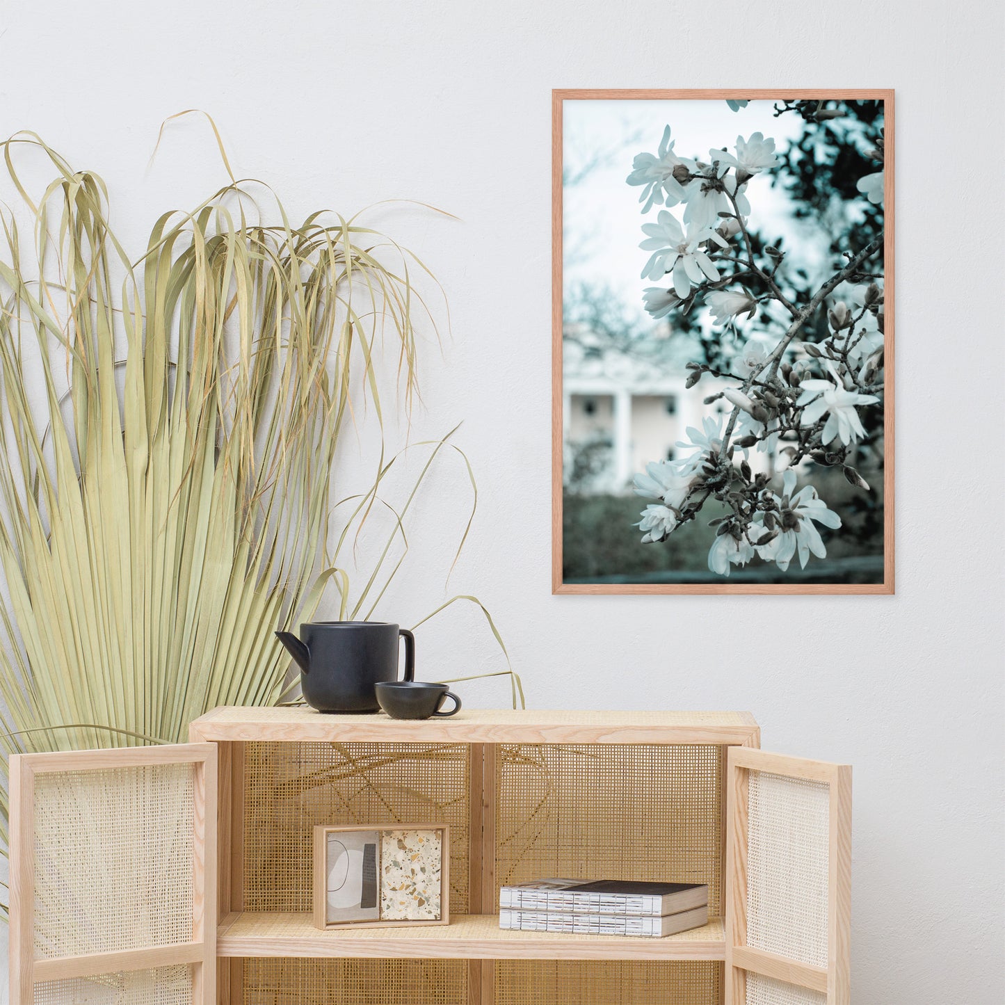 Mansion Blooms Floral Landscape Photo Framed Wall Art Print