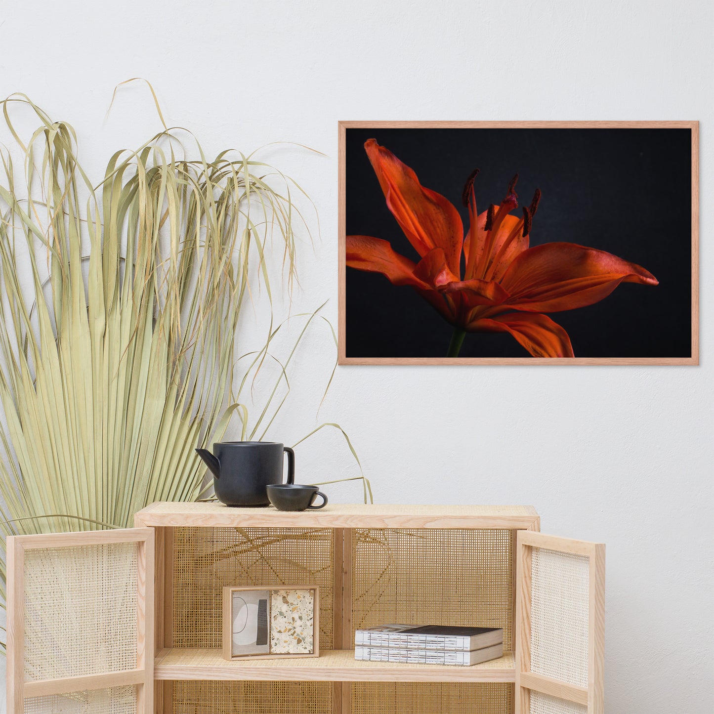 Orange Lily with Back light Floral Nature Photo Framed Wall Art Print