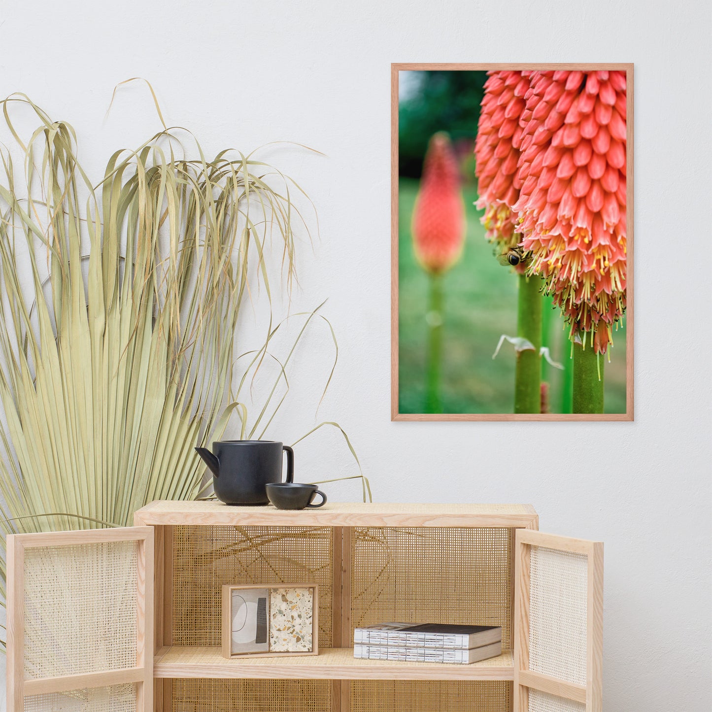 Red Hot Pokers Floral Nature Photo Framed Wall Art Print