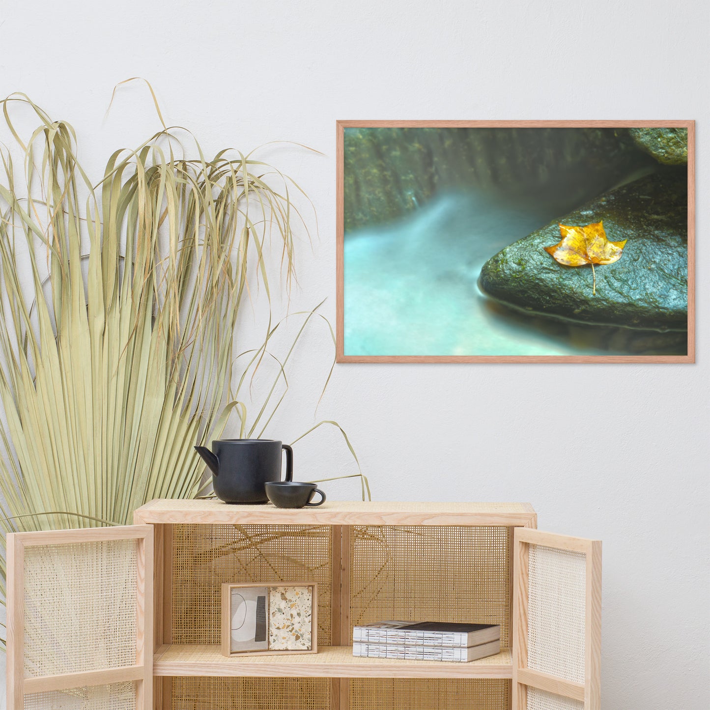 Misty Leaf Botanical Nature Photo Framed Wall Art Print