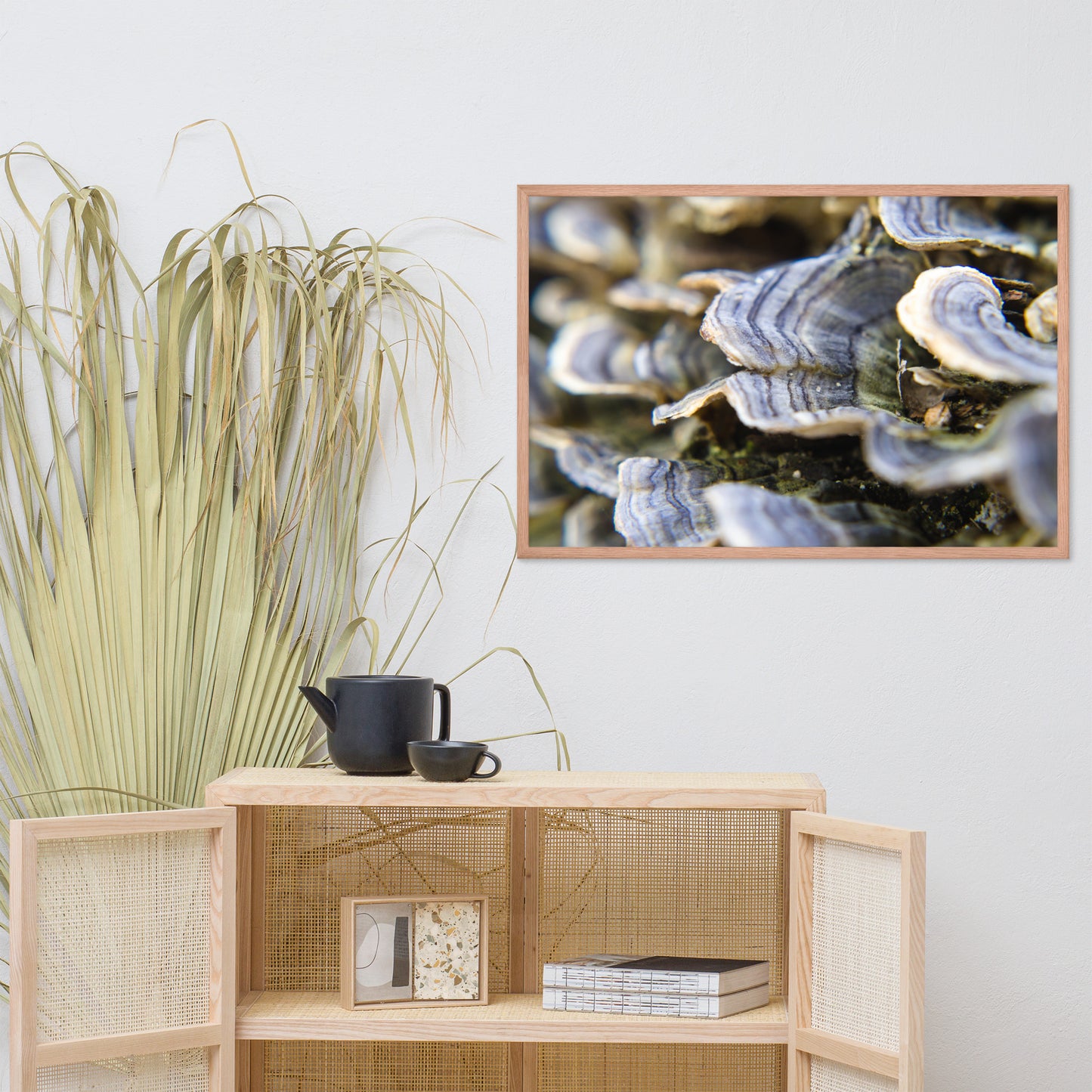 Mushrooms on Log Botanical Nature Photo Framed Wall Art Print