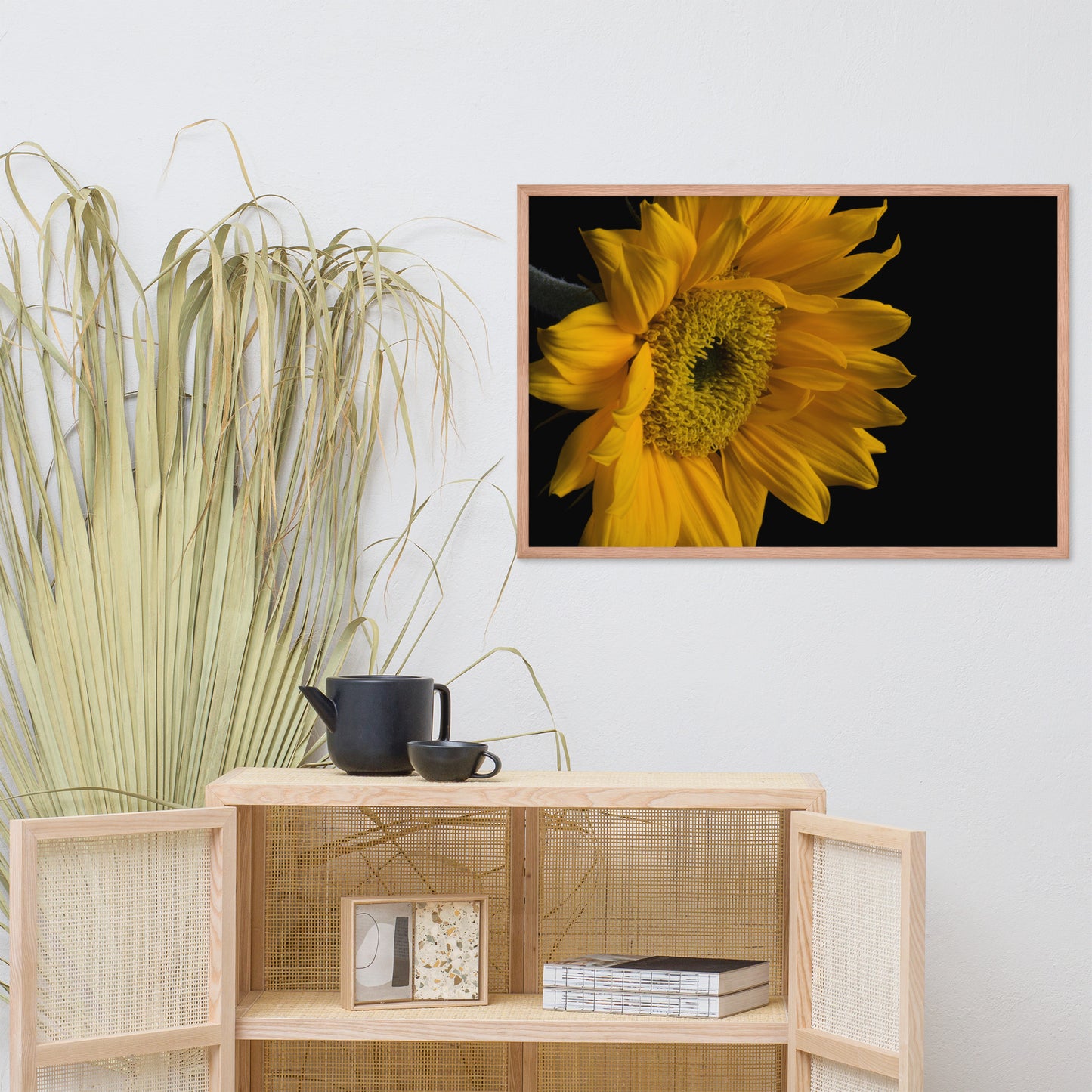 Sunflower from Left Floral Nature Photo Framed Wall Art Print